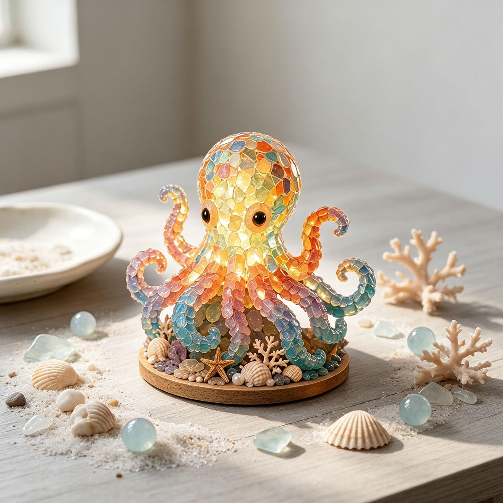 DIY Sea Glass Art Kit,Themed Handmade Craft Set with LED Lights 3D,K