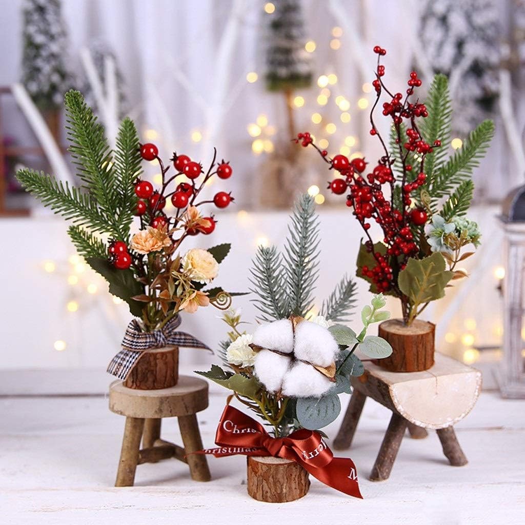 Wooden PET Multi-Style Window Gift Christmas Small Christmas Ornaments Tree Chic Christmas Decoration Artificial 2021#35 (Color : Style 4) (Style 5)