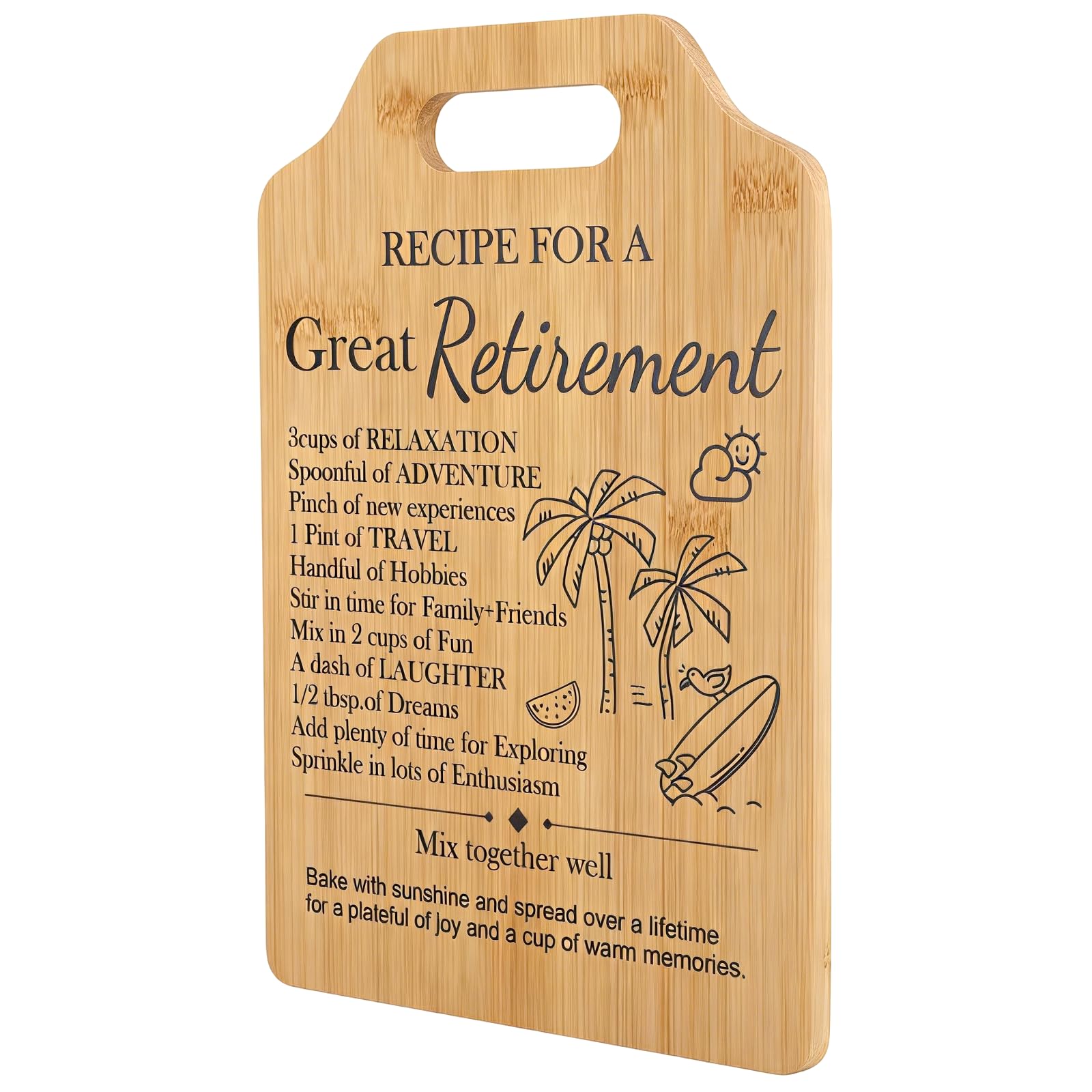 Retirement Gift，Retirement Gifts for Women，Bamboo Cutting Board,Gifts for Colleagues, Teachers, Nurses, Friend and Leaders(32 cm × 22 cm × 1 cm)