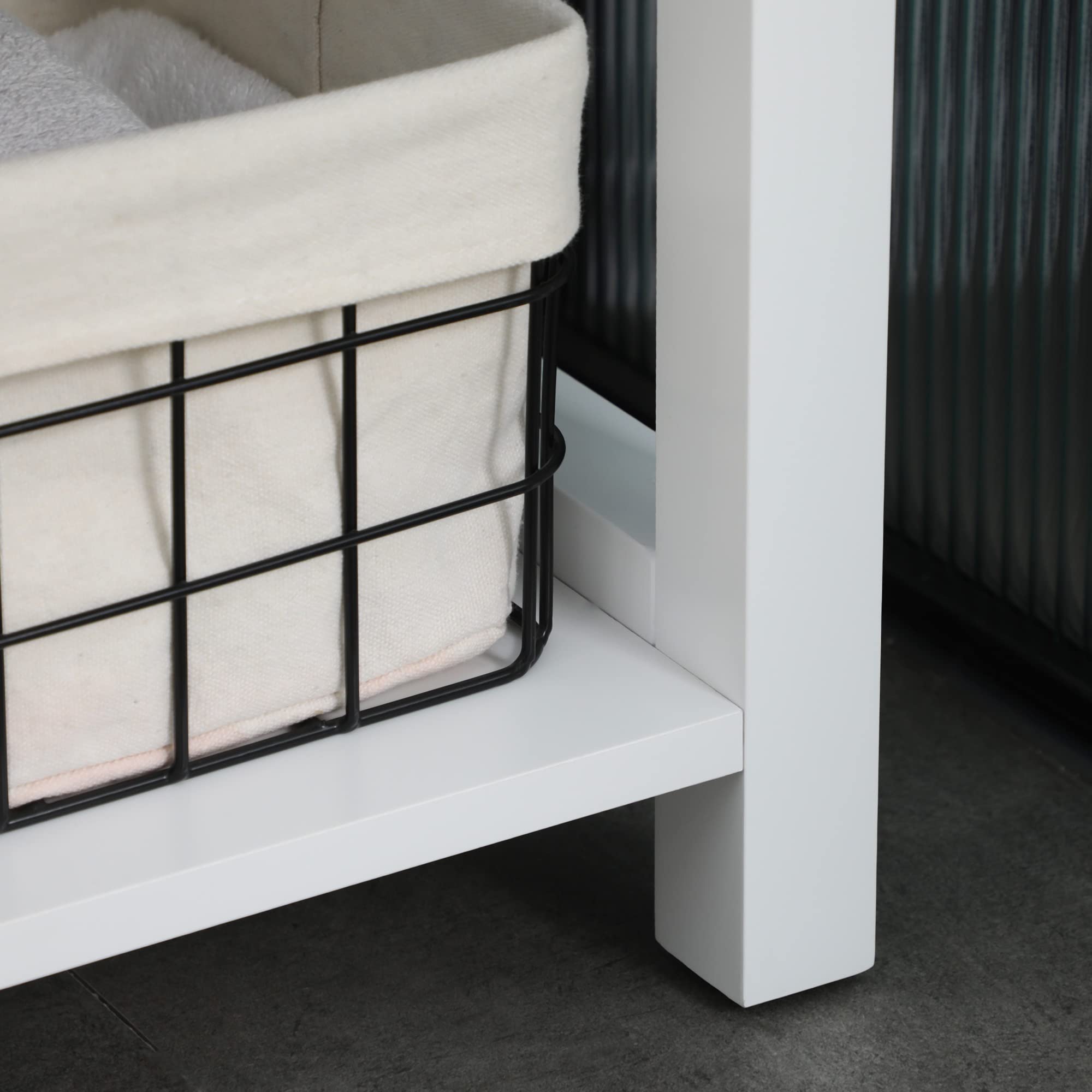 kleankin Columna Auxiliar de Baño 2 Puertas de Vidrio 45x30x170 cm Blanco | Armario Alto de Baño, Estantes Ajustables, Estante de Almacenamiento