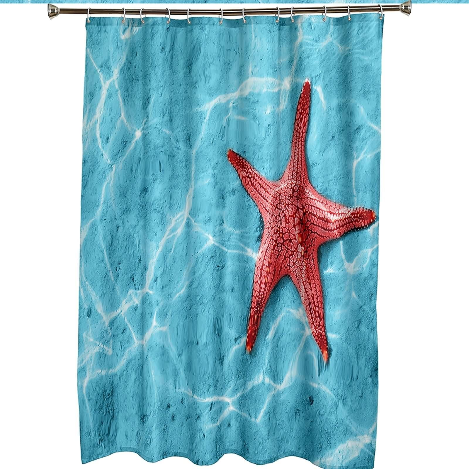 Homemissing Tenda Da Doccia Oceanica 180x210 Cm – Tessuto Poliestere Con Stamapa Conchiglie E Vita Marina, Set Con Ganci Per Bagno Colorato, Impermeabile - 4