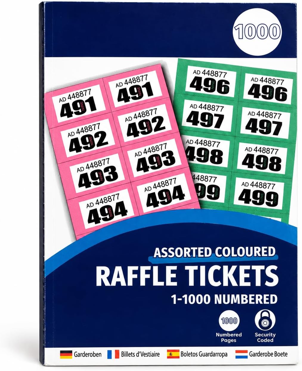 1-1000 Numbered Cloakroom & Raffle Tickets for Tombola and Prize Draws