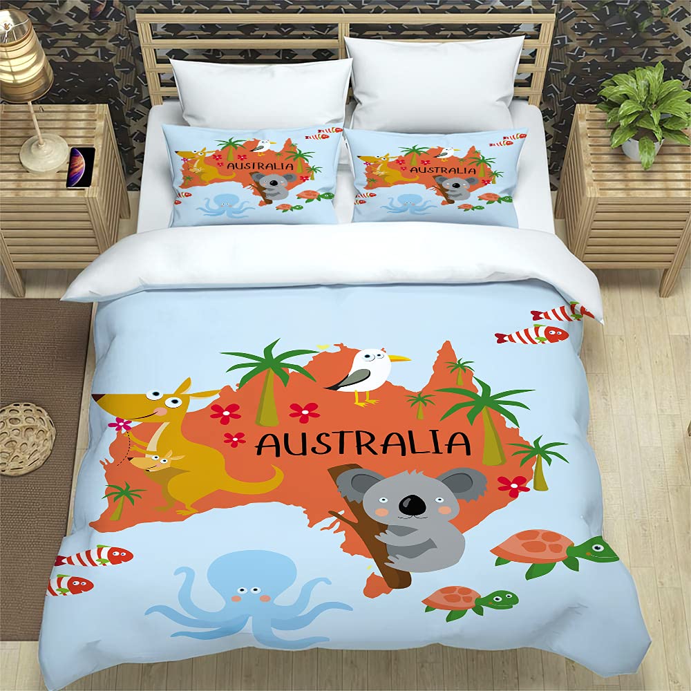 Edredon Cama 180 Koala Gris Microfibra Funda Nórdica 260X240,Funda Edredon 3 Piezas Transpirable Nordicos Bedding,Juego Funda Nordica Cama,2 Fundas De Almohada