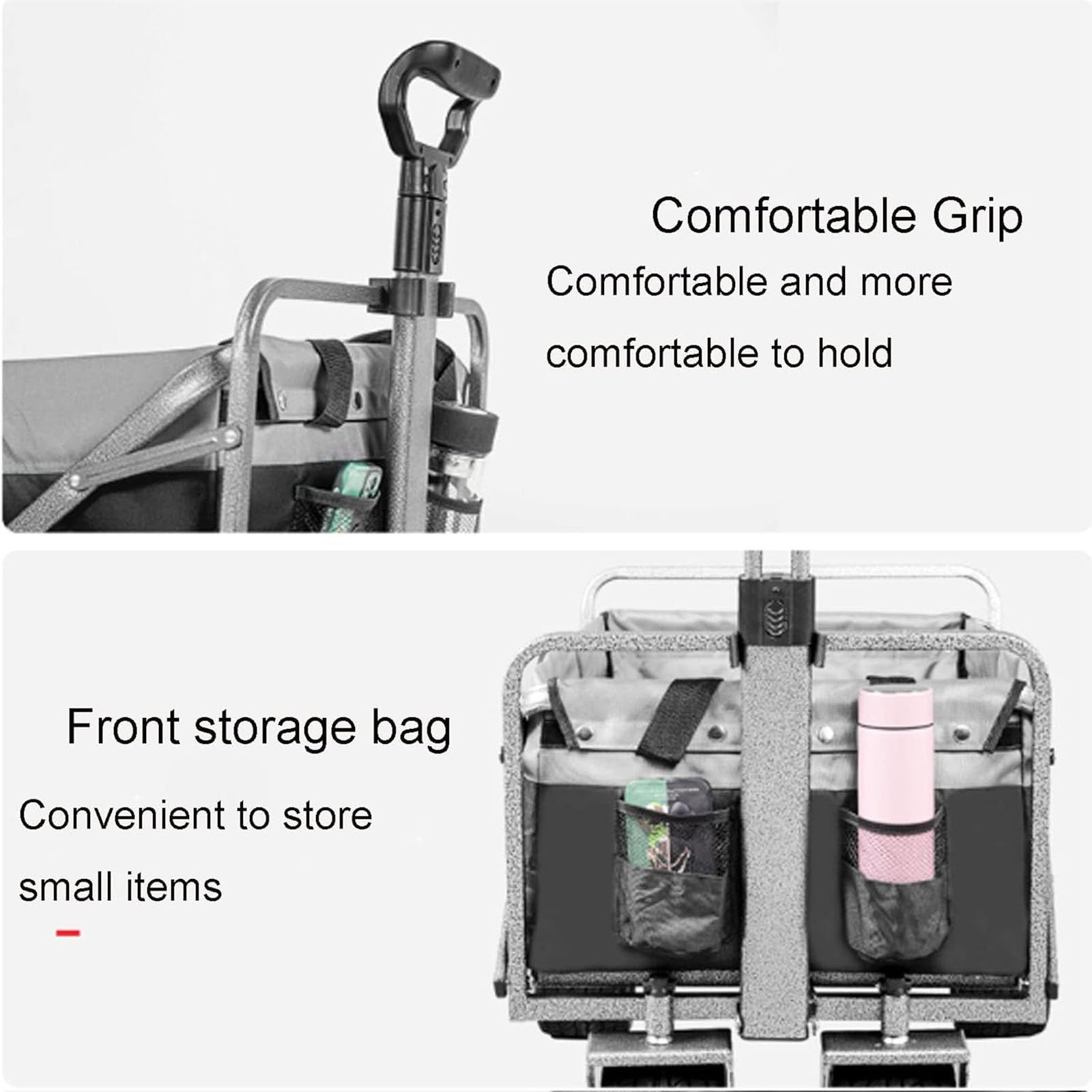 Carretto Pieghevole con Freni Carrello Spesa da 100 kg con Ruote Extra Larghe for Tutti I Terreni E Freno Maniglia Regolabile E Borsa di Copertura Carrello da Campeggio da 100 Litri for Picnic