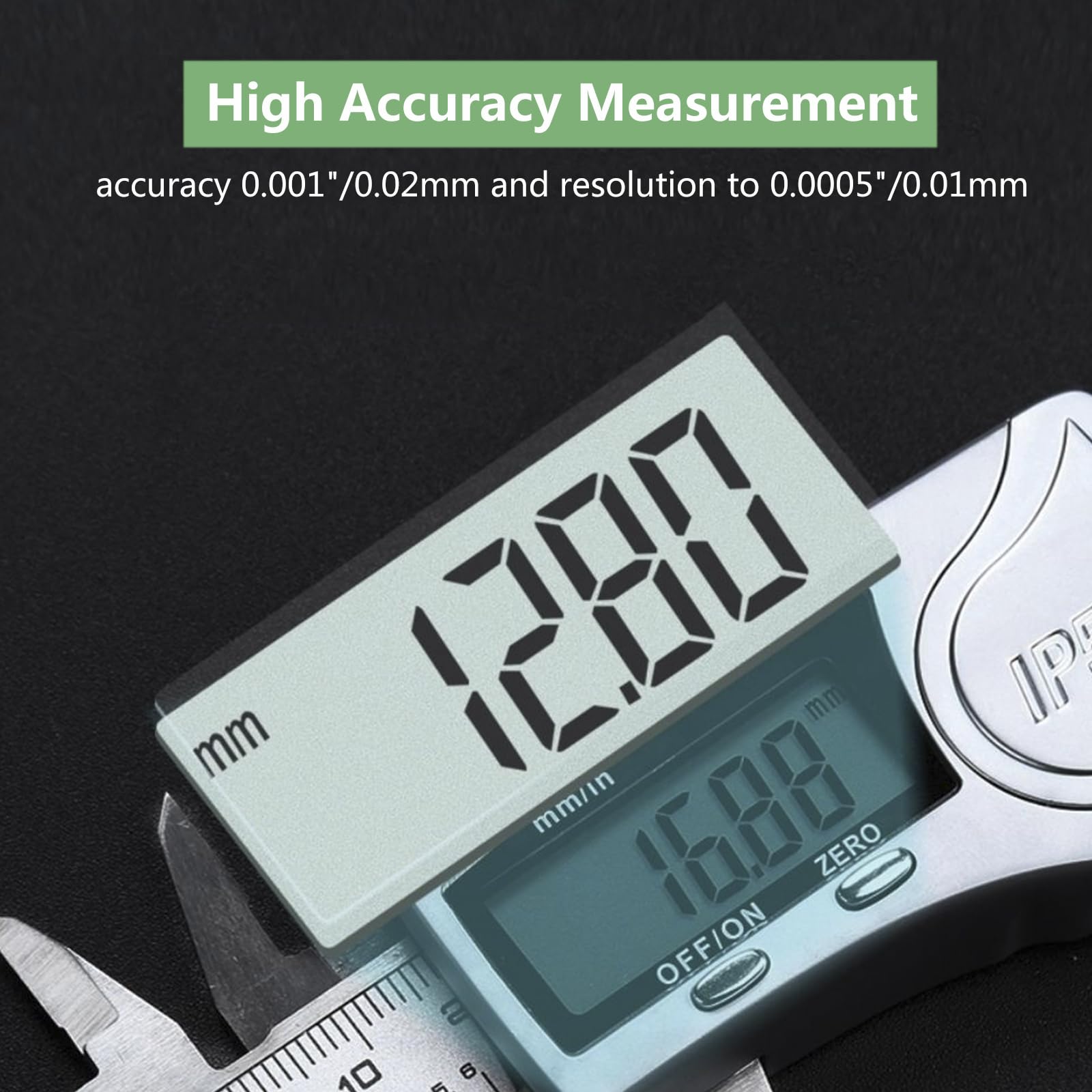 Pie de Rey Digital IP54 Impermeable con Pantalla LCD, Calibre Digital de Acero Inoxidable, Electrónico Vernier Caliper para Mediciones Externas,Internas,Profundidad y Paso,150mm/6"