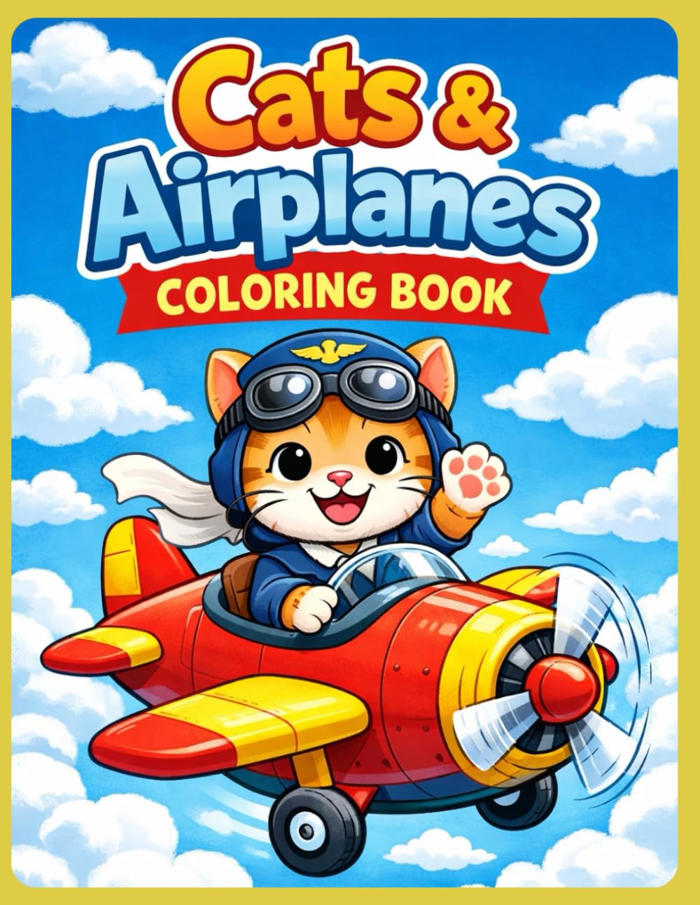 Cats & Airplanes Coloring Book for Kids Ages 4–8: Cute & Fun Coloring Pages of Cats as Pilots, Planes, Jets & Helicopters