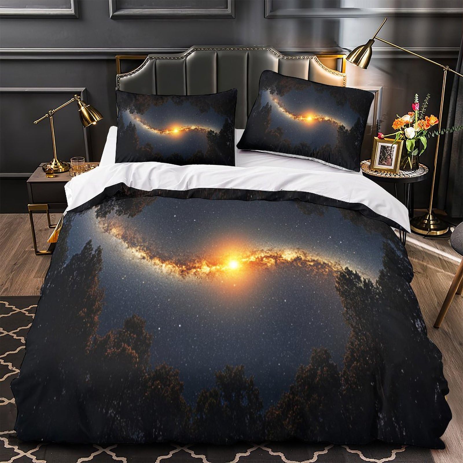 Housse de couette nuit étoilée 200x200 pour une déco de chambre couple cosy