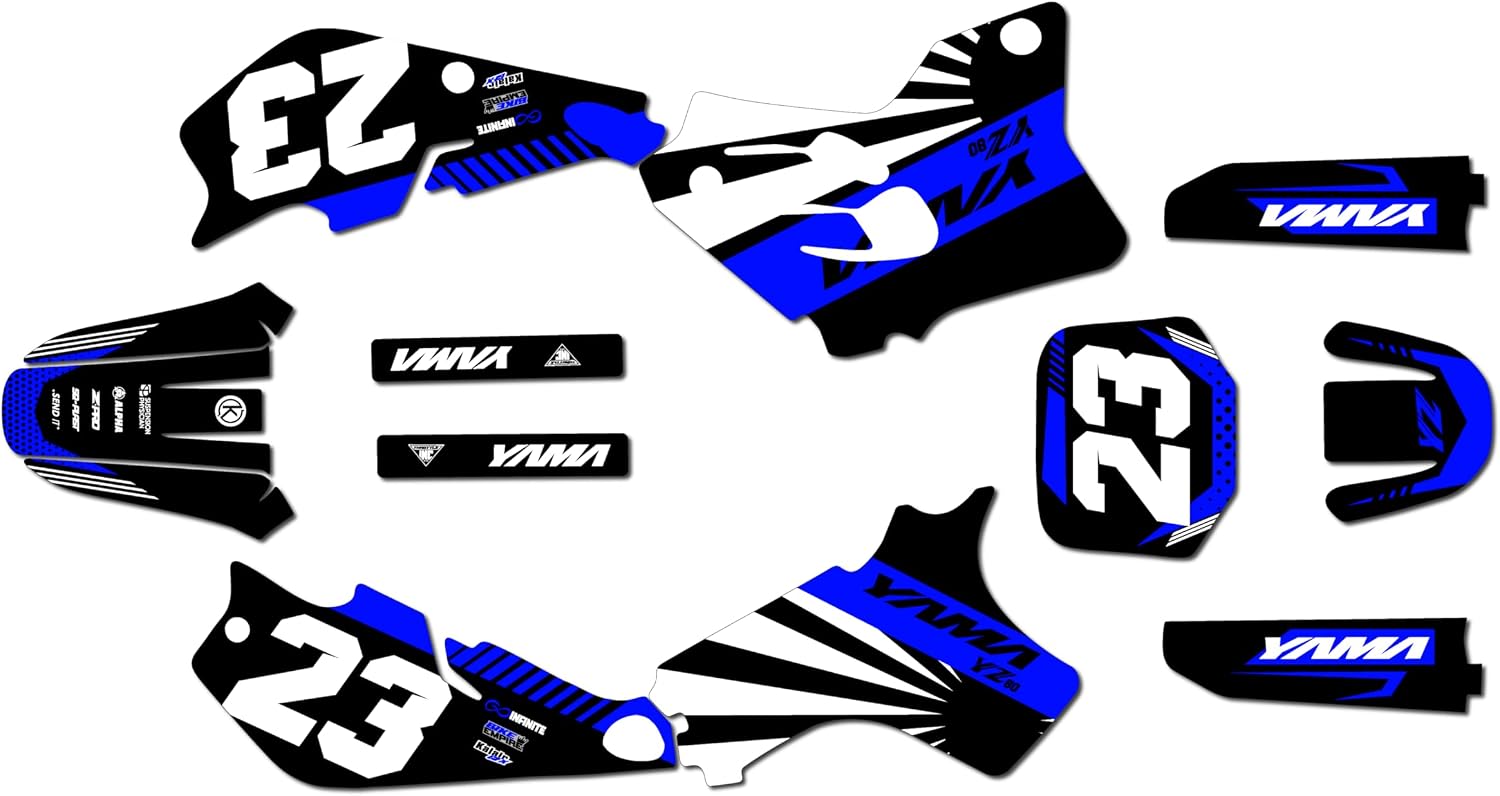 Graphics Kit for Yamaha YZ80 (1993-2001) FH Series Blue 16 Mil-Dirt bike Custom Racing Graphics Decals Stickers Kit, no-plastics