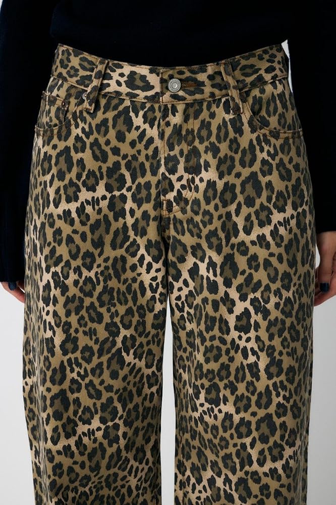Amazon | [マウジー] デニムパンツ LEO PRNTED WIDE STRAIGHT 010IA111