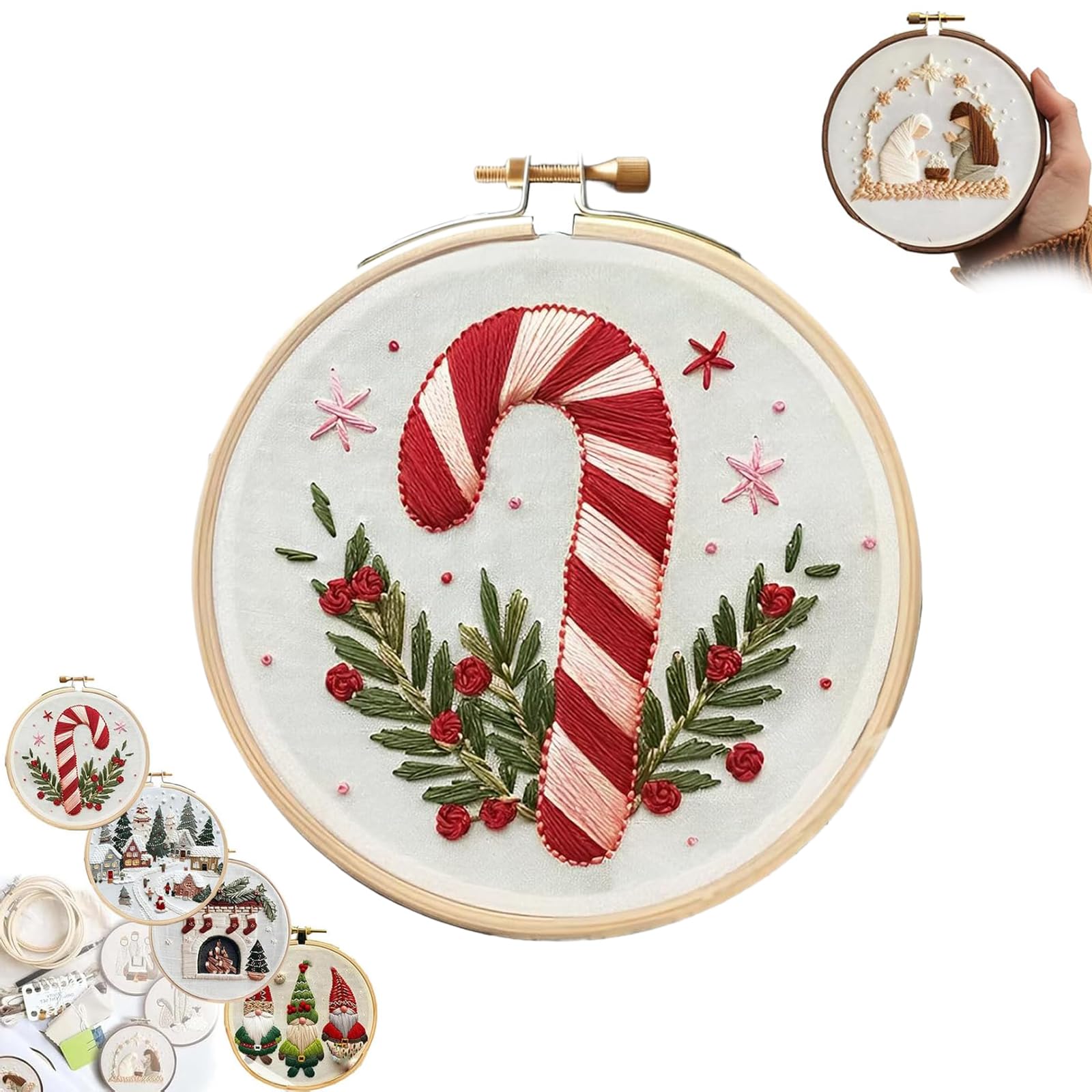 Kit De Broderie De Noël Fait à La Main Pour Adultes Et Débutants, Point De Croix De Noël Avec Aiguilles Et Fil Pour Décoration D'intérieur