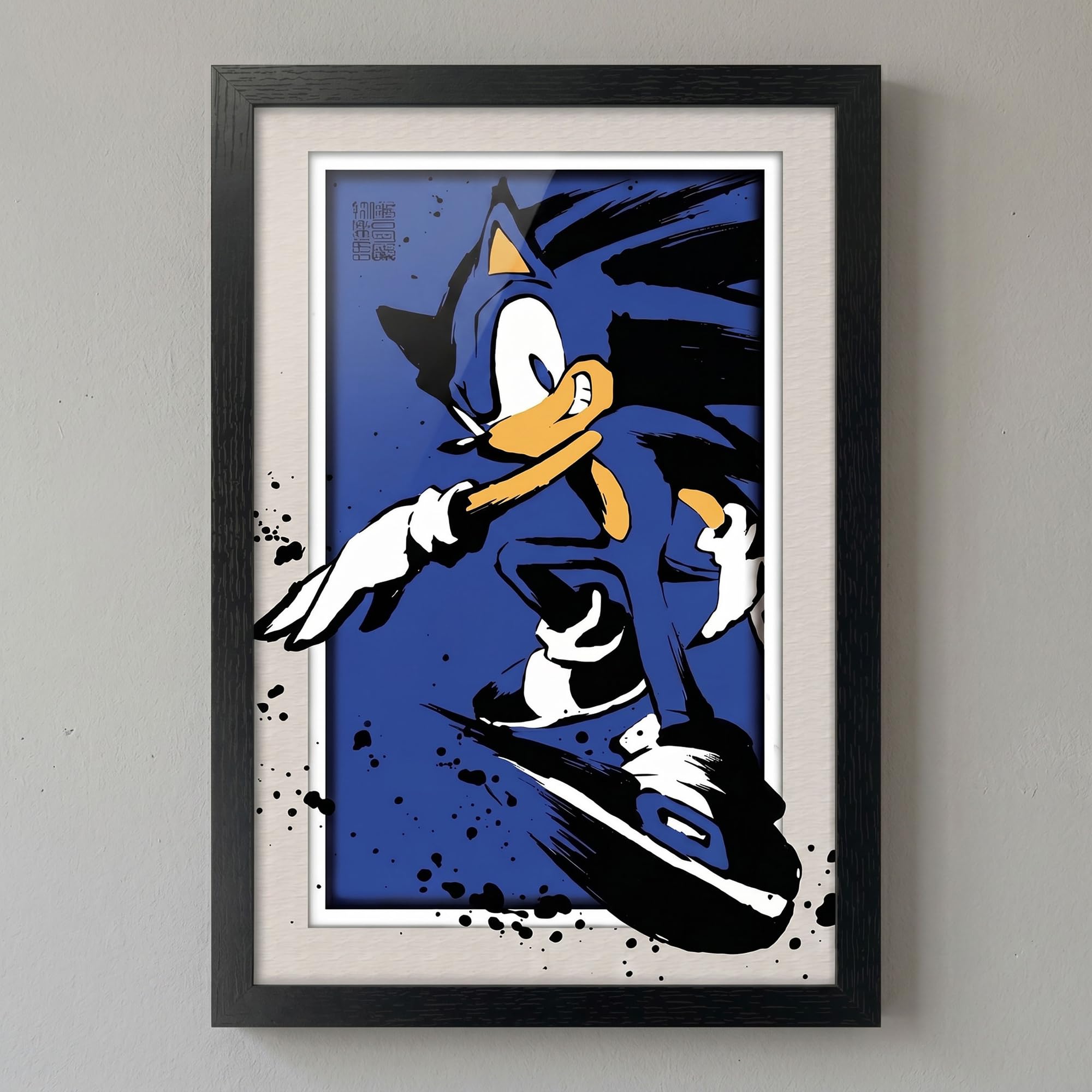Pyramid America Sonic The Hedgehog – Poster Sonic le Hérisson bleu – Décoration murale encadrée – Décoration murale pour chambre de garçons et de garçons – 27,9 x 43,2 cm