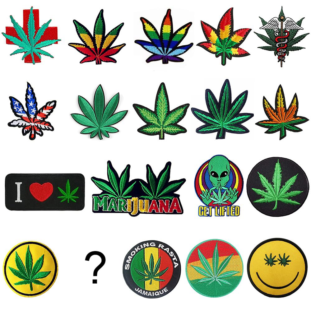 Amazon.co.jp: 盛り合わせマリファナの葉アイロンワッペン裁縫大麻雑草