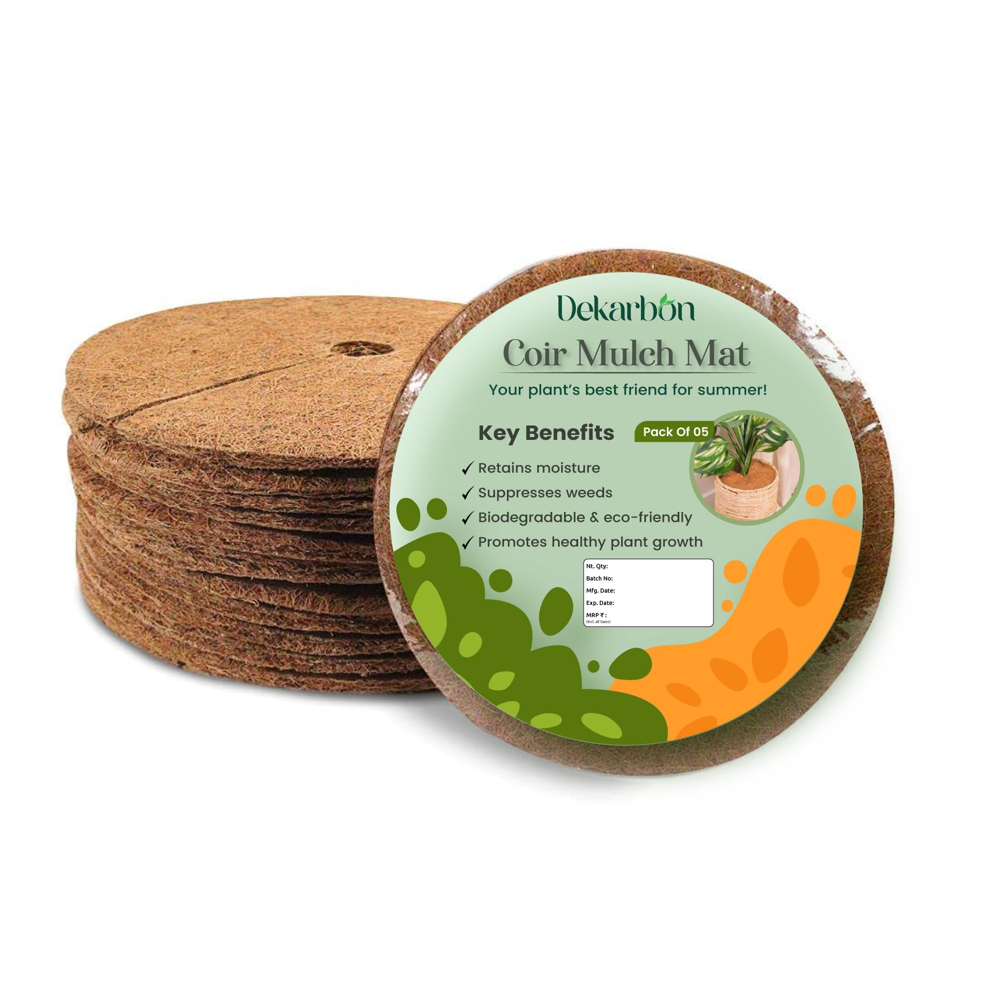 Coir Mulch Mats (5 Pcs) – 6 Inch Round Coconut Fiber Discs for Potted Plants, Mulching, Weed Control, Moisture Retention & Baby-Proofing Indoor Planters (6 Inches, Pack of 5)-image-42