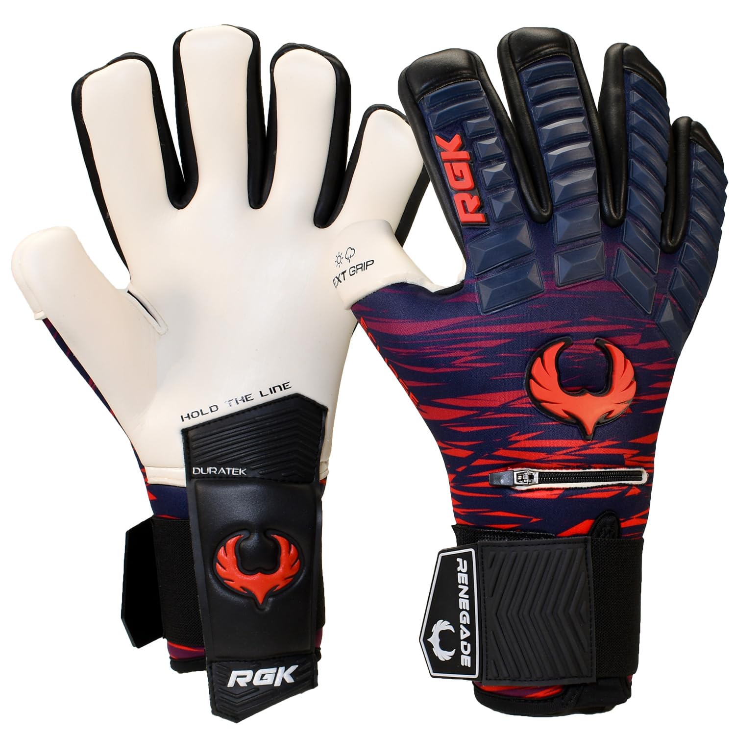 Renegade GK Eclipse Tremor Professional Goalie Gloves Pro Finger Savers Black| Blue & Red Soccer Goalkeeper Gloves (Size 9, Youth-Adult, Neg. Cut, Level 5) โ image 1