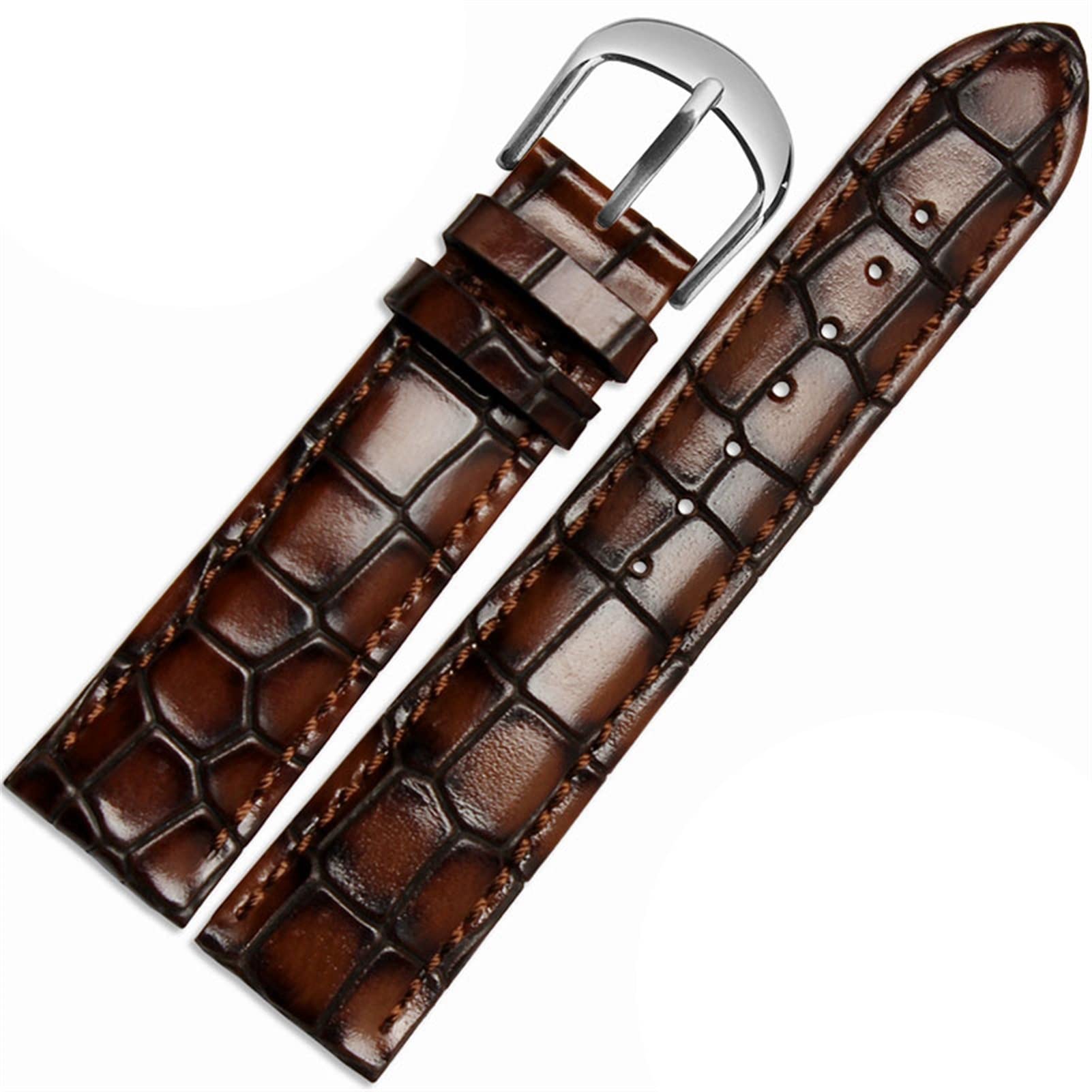 YSJNHX YSJNGF Modisches Armband aus echtem Leder, klare Persönlichkeit, Krokodilstruktur, Armband, Armbanduhr, 18 mm, 20 mm, 22 mm