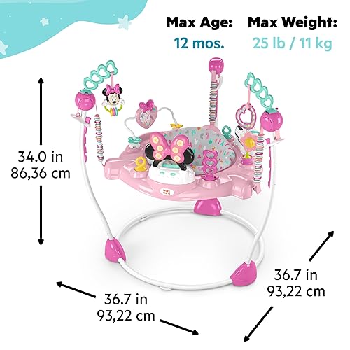 Miniatura 7 de Bright Starts Disney Baby Minnie Mouse Forever Besties - Jersey de centro de actividades para bebés con 10 juguetes, luces y sonidos, asiento de 360