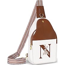 Personalized Crossbody Bag for Women Leather Sling Bags with Initial Letter Chest Bag for Travel, Gift for Mom Wife