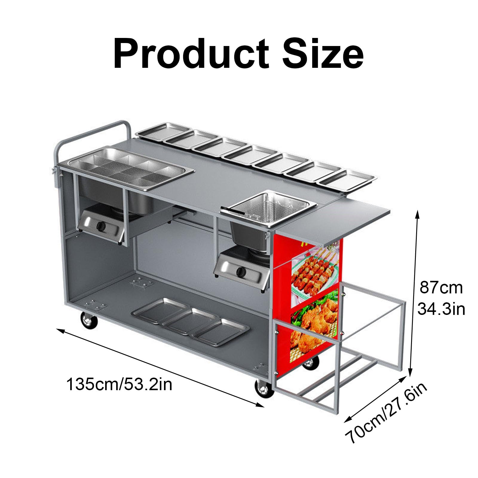 Carretto mobile per street food, Food Trailer e Food Truck completamente attrezzati, Banco espositivo portatile per mercati, street food ed eventi