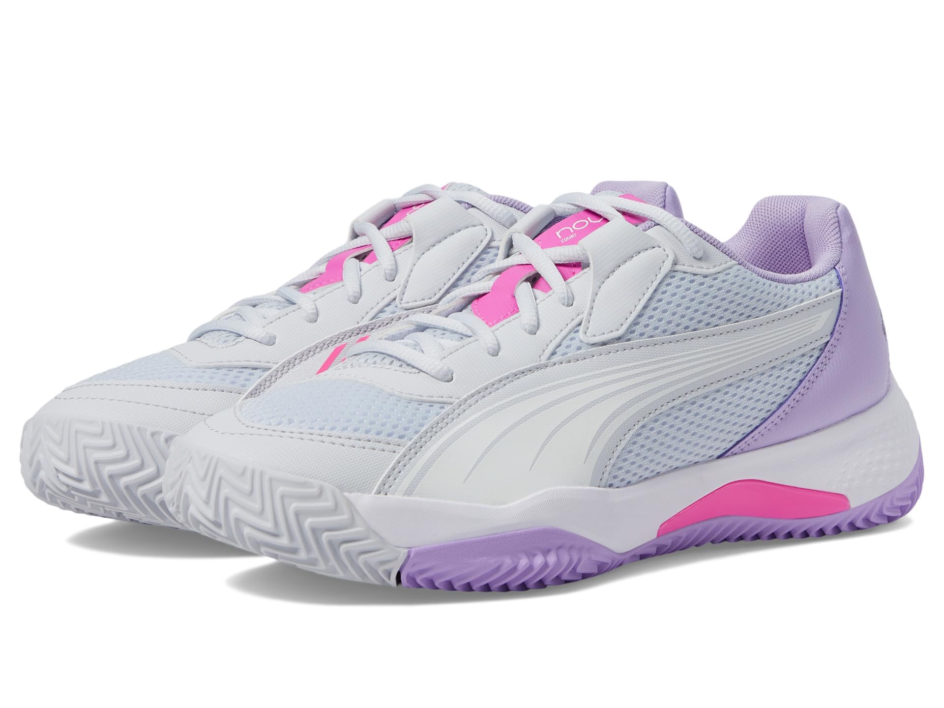 Puma Damen Nova Court Pickleball ShoesPUMA Damen Nova Court Pickleball Schuhe, Silver Mist-White-Vivid Violet, 10