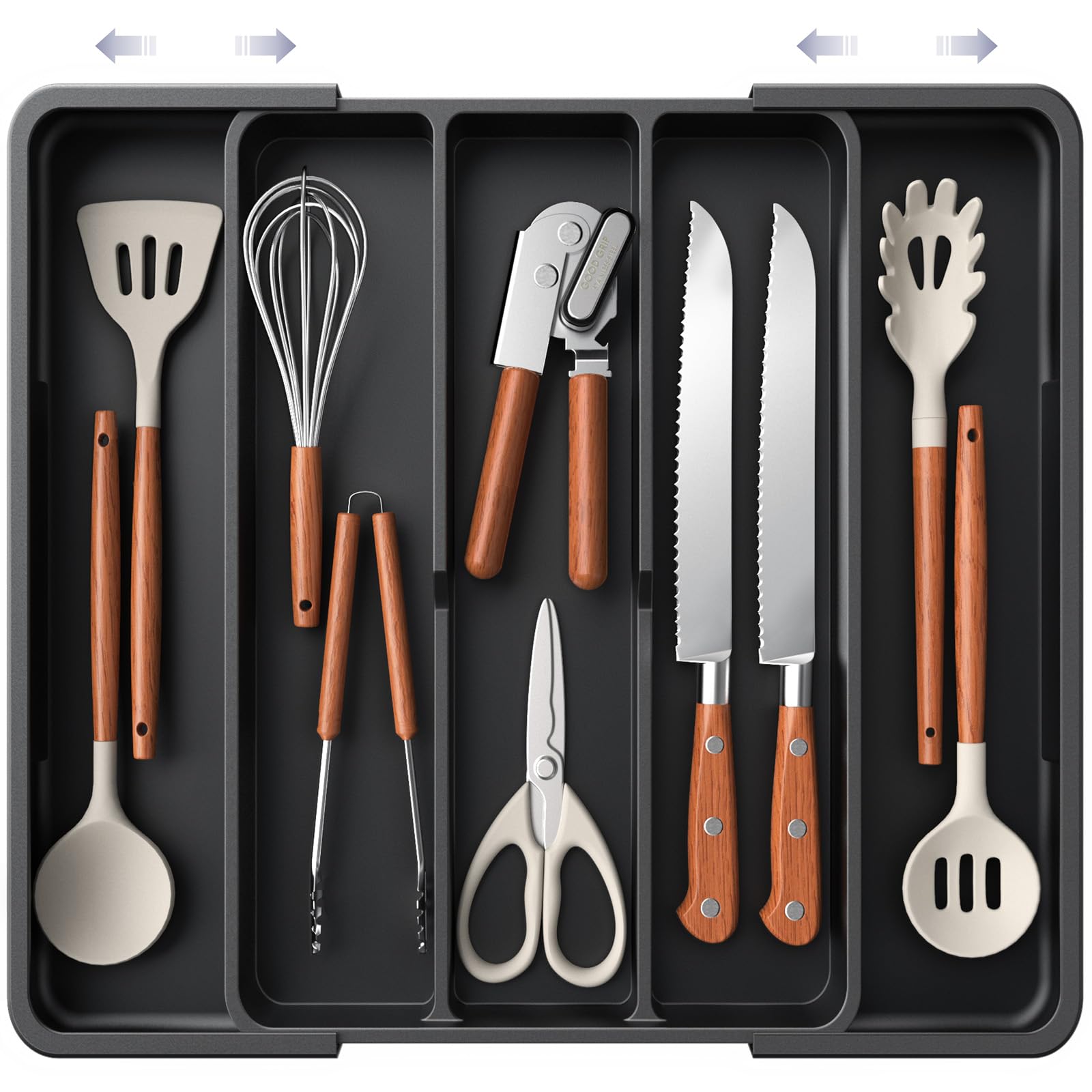 Aujen Silverware Drawer Organizer, Adjustable Utensil Cutlery Tray