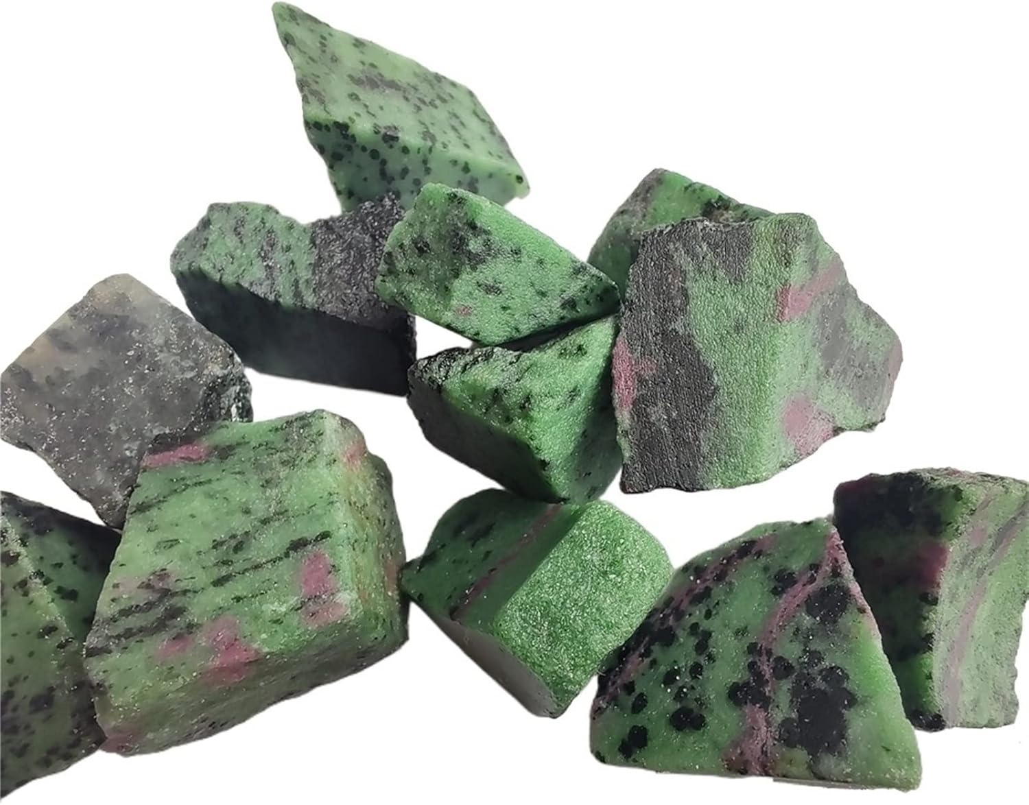 Crystal 50-100g Natural Epidote Ruby in Fuchsite Crystal Stone Rock Chips Collection Natural Crystal Fish Tank Stone Home Collections(Color:40-50g)