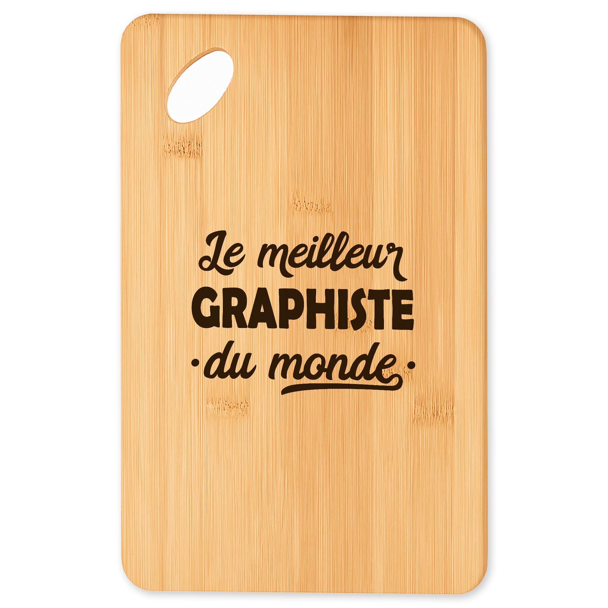 Planche à découper Super Graphiste 2 en bois de bambou premium