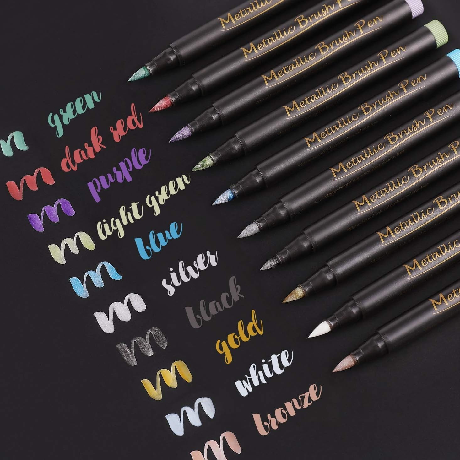 SUPER TOY 12 Colors Metallic Marker Pens, 2mm Medium Tip Water Based Pen for Rock Painting, Black Papers, Ceramic, Glass, Metal, Wood, Fabric, Canvas Art Craft Drawing Sketch-image-42