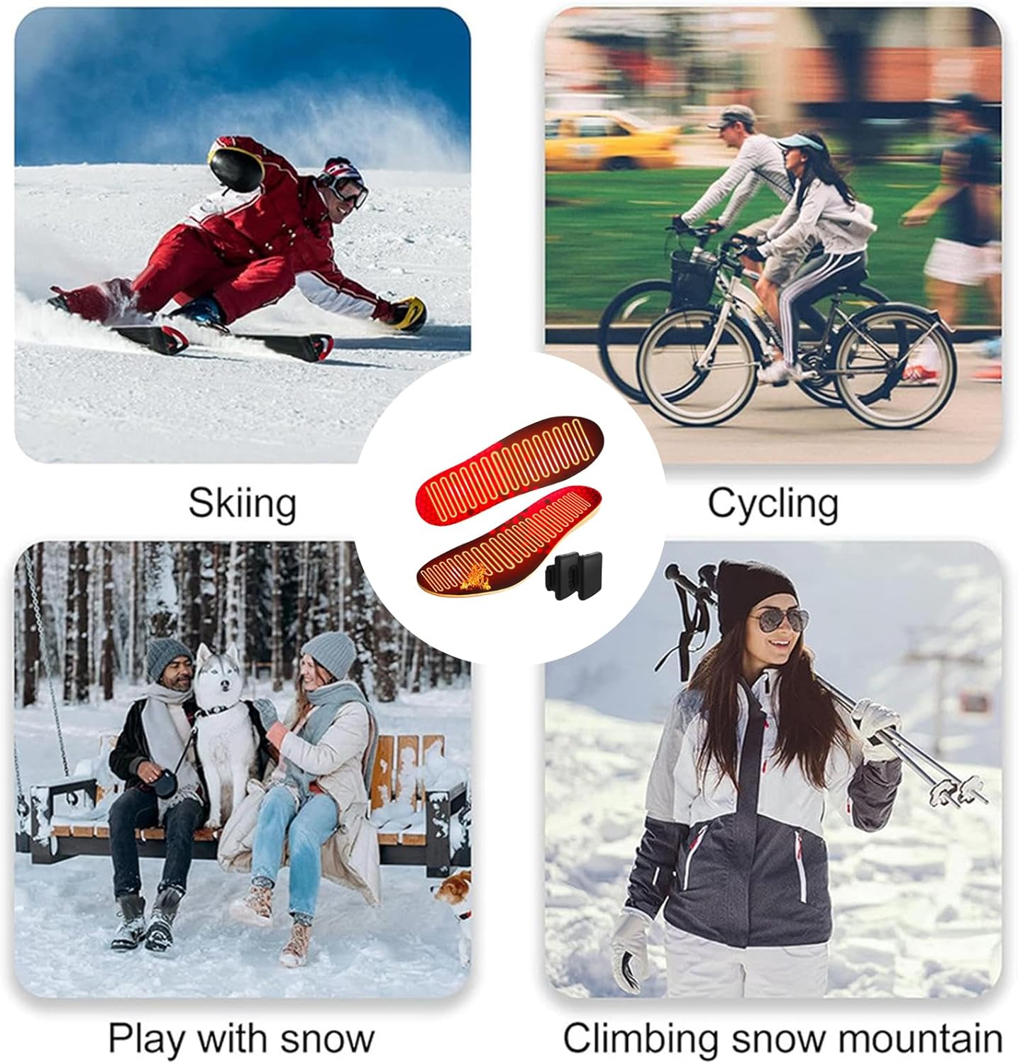 加熱ブーツインソール,リモコン 5000mAh インサート | フットウォーマーインソール - スキー、アウトドア、仕事、キャンプ、