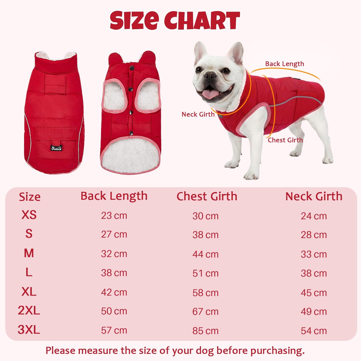 SlowTon Manteau d'hiver pour Chien - Veste de Neige pour Chien doublée en Polaire Chaude avec Bandes réfléchissantes et Poches, Gilet résistant à l'eau pour Temps Froid pour Petits et Moyens Chiens