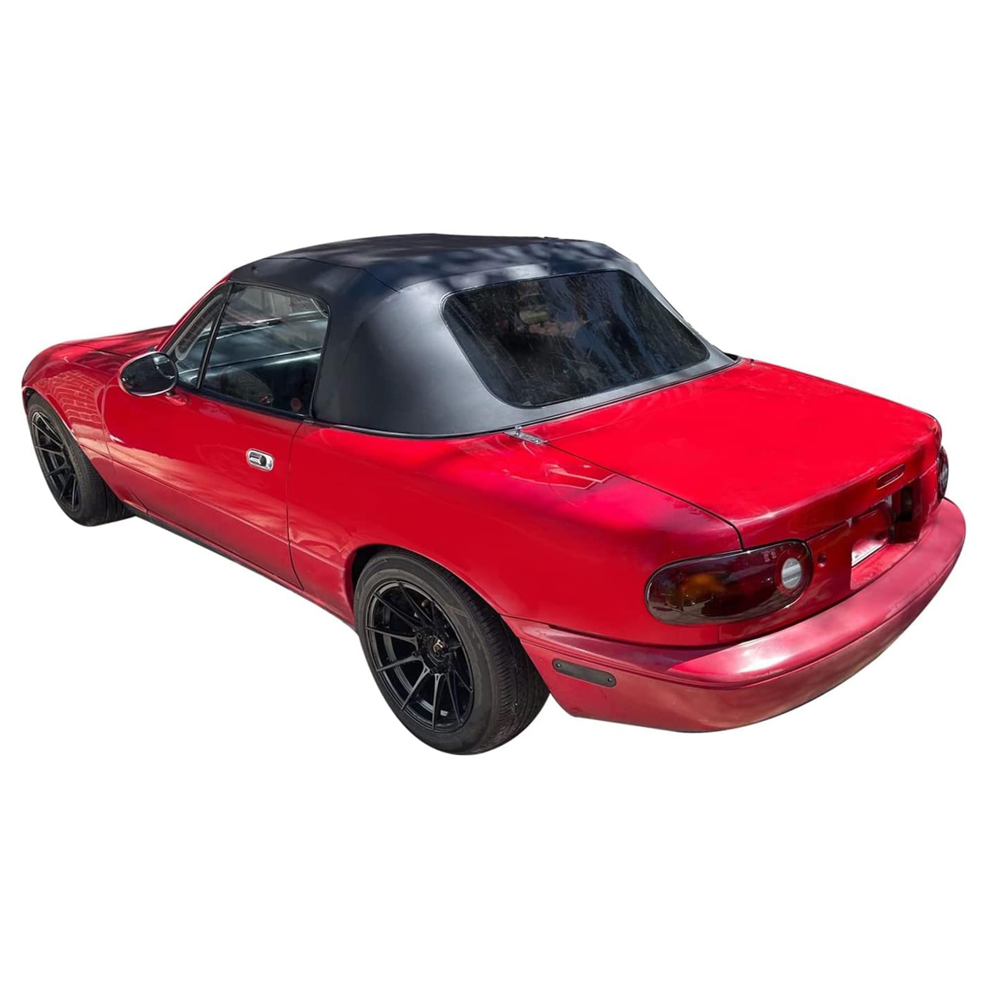 KUAFU Convertible Soft Top Replacement Compatible with 1990-2005 Mazda Miata MX5, Soft Roof with Clear Plastic Window Black Sailcloth Vinyl