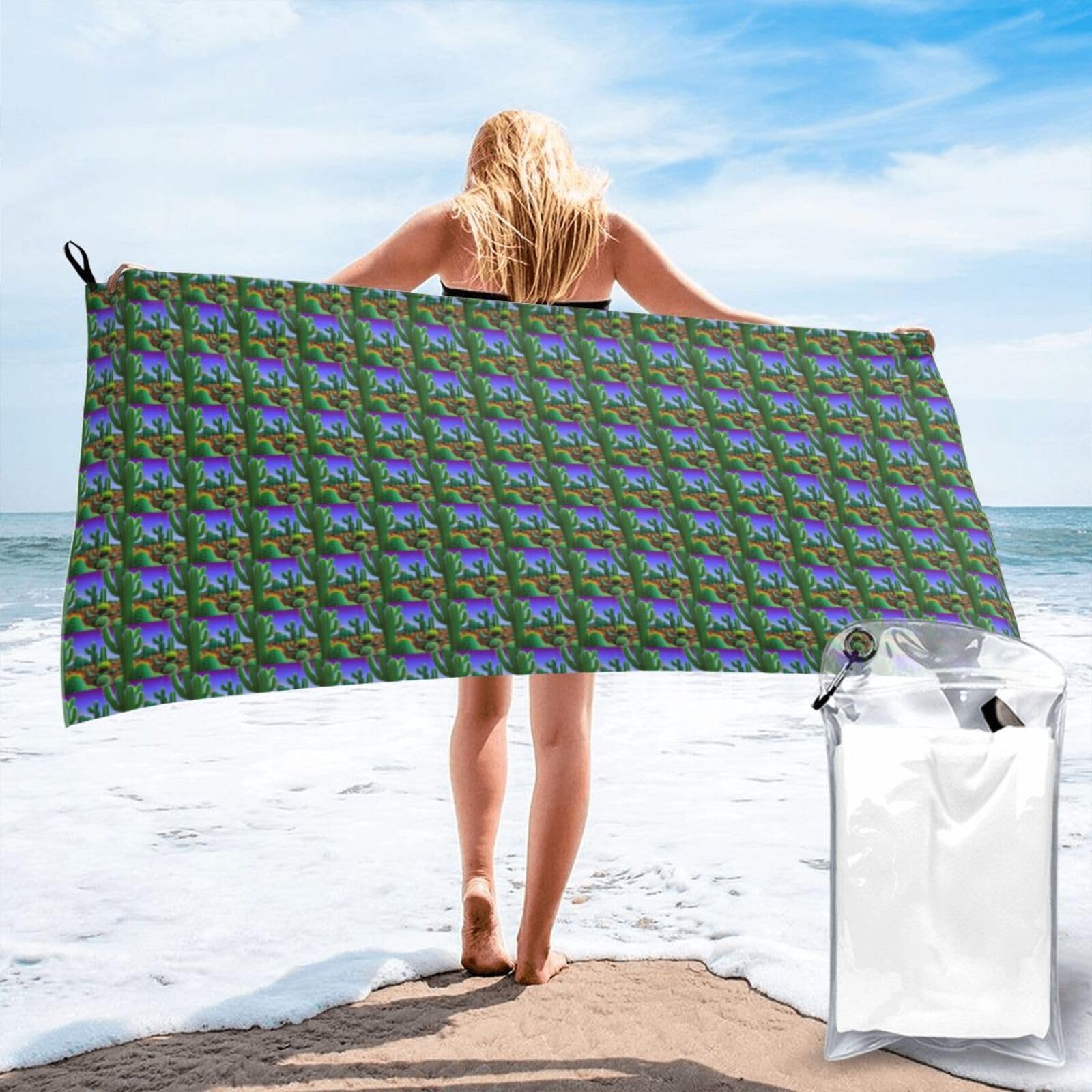 AYYQWE Cactus Desert Print Lightweight Towel For Men Women Travel Beach Camping Hiking Yoga Swimming Sports