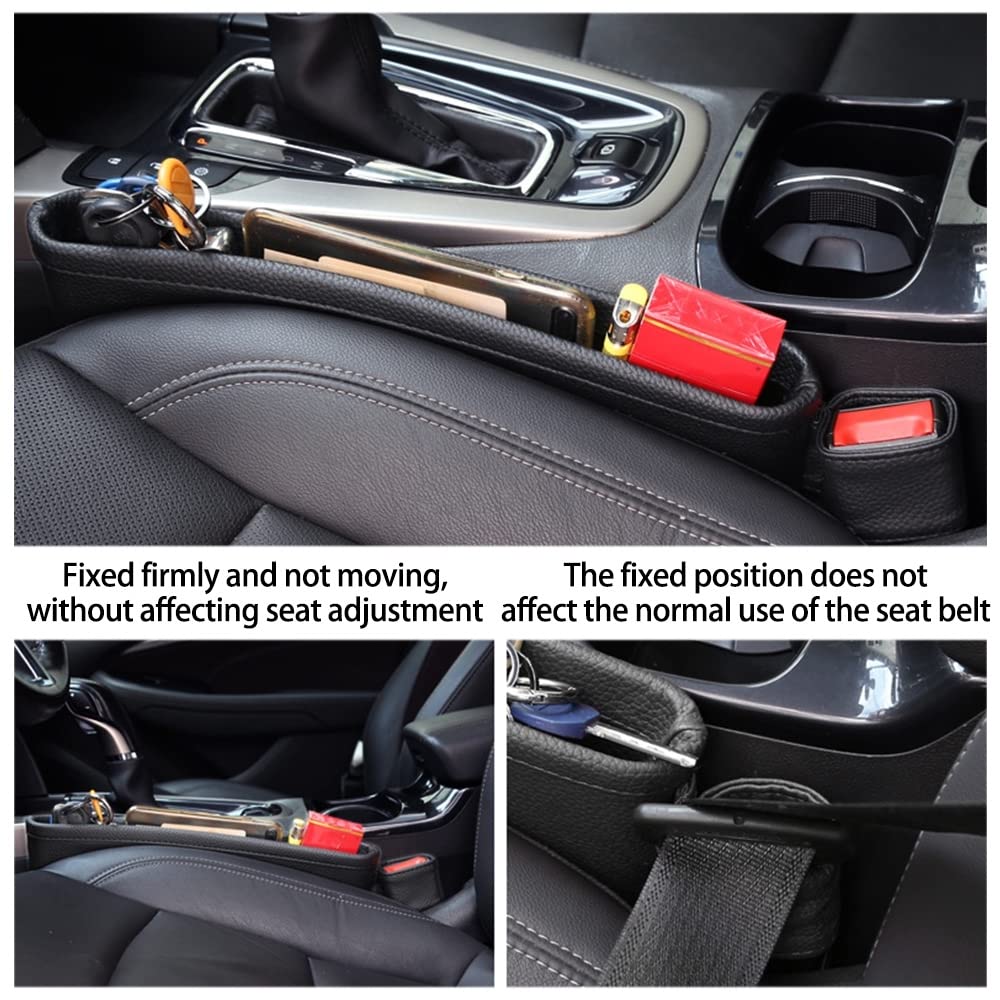 DONGKER Aufbewahrungsbox für Autositze, 2 Stück PU-Leder Car Seat Gap Filler, Vorder-Autositz Lückenfüller für Die Meisten Modelle von Autos, 36x11,5 cm