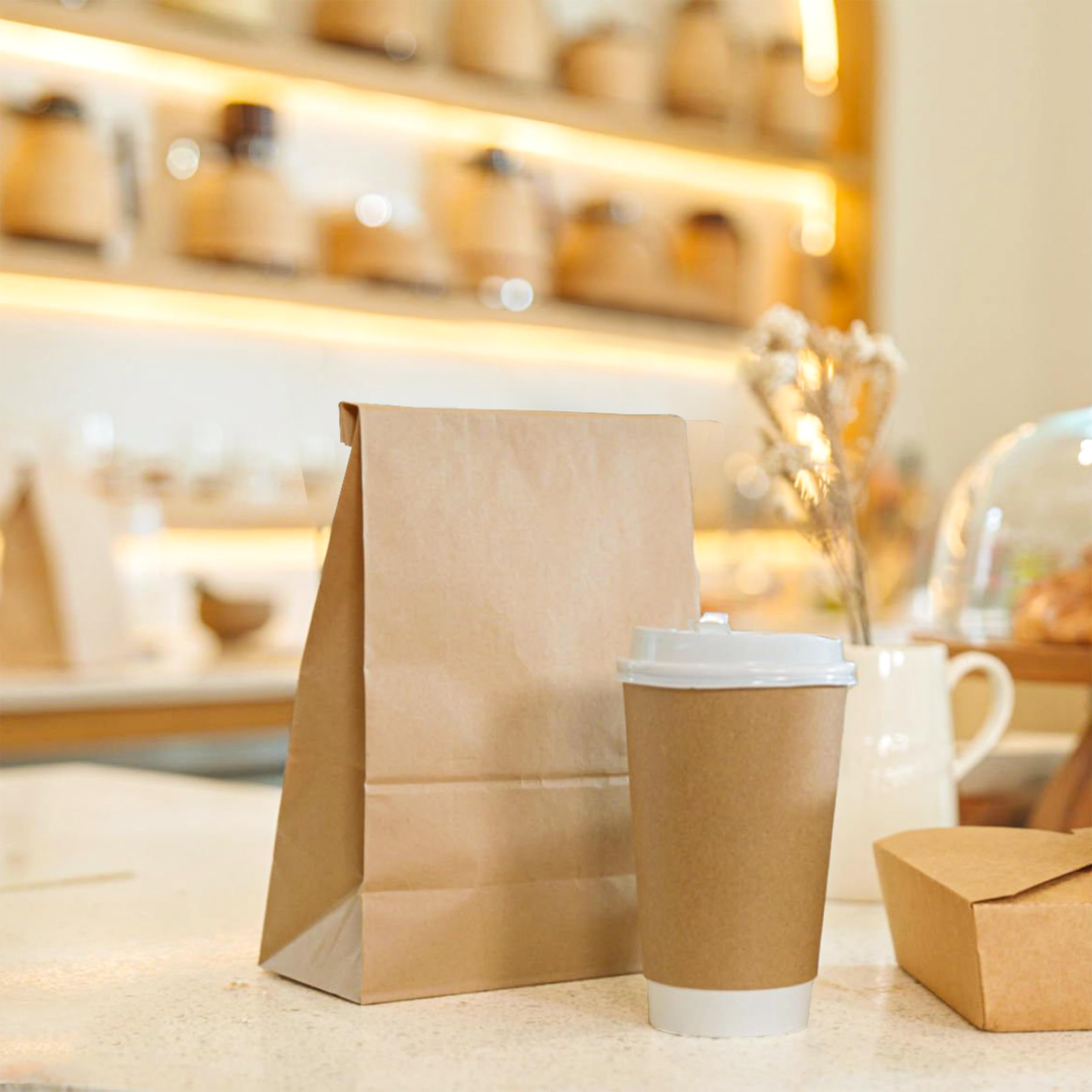 Borsa per il pranzo in carta da 2,3 kg, 100 pezzi, marrone, per bambini, sandwich, sacchetti di carta per alimenti, grandi dimensioni, snack, mestiere, riciclabili, usa e getta, imballaggio al forno