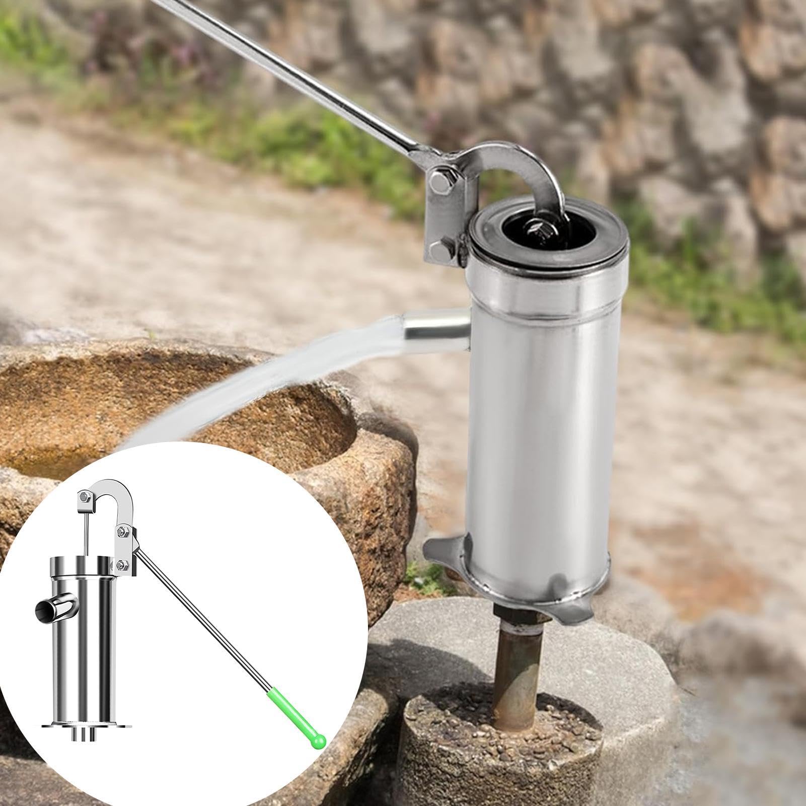 Pompa manuale da pozzo Manuale A Stantuffo Pitcher Per Acqua | Pompa In Acciaio Inossidabile Da Pozzo per Irrigazione Giardino Casa Fattoria Cortile