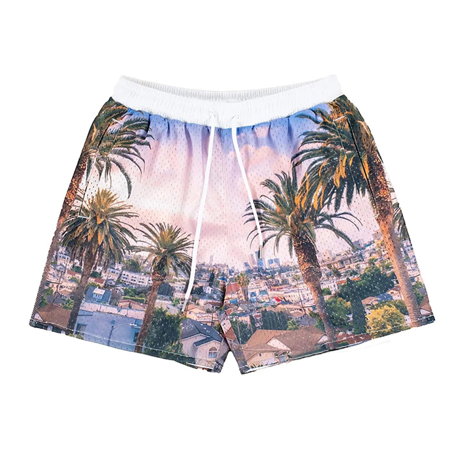 BOOMLEMON Mens Mesh Graphic Print Shorts Casual Fashion Cool Shorts Retro Active Gym Streetwear Short Pants