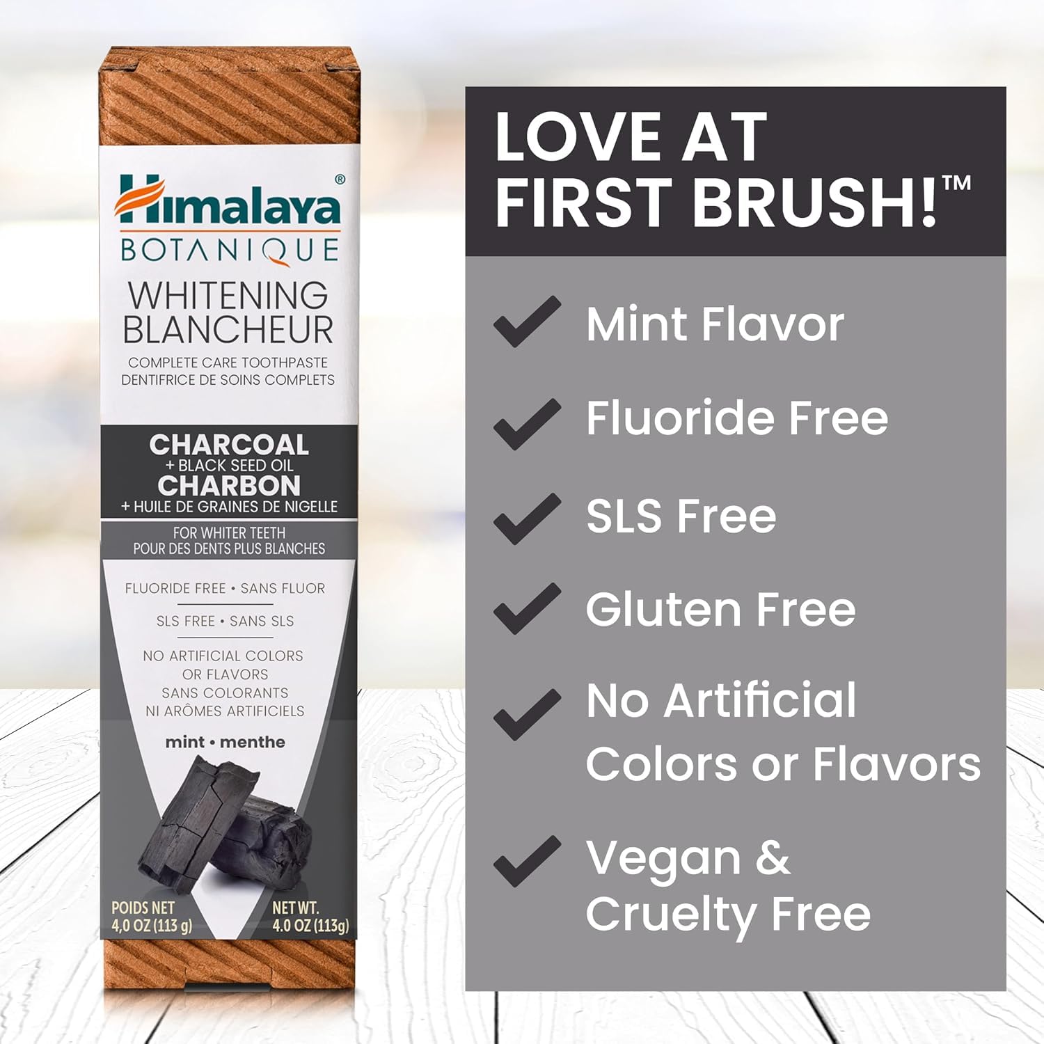Himalaya Botanique Wybielanie Anti-Plaque Zębów Pasta z Węgiel Drzewny + Olej z Czarnych Nasion, 113 g