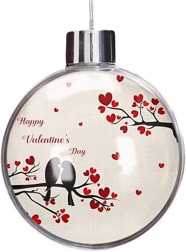 Adornos de bolas de Navidad para árbol de Navidad decoraciones de Navidad inastillables para el día de San Valentín diseño de pájaro corazón árbol