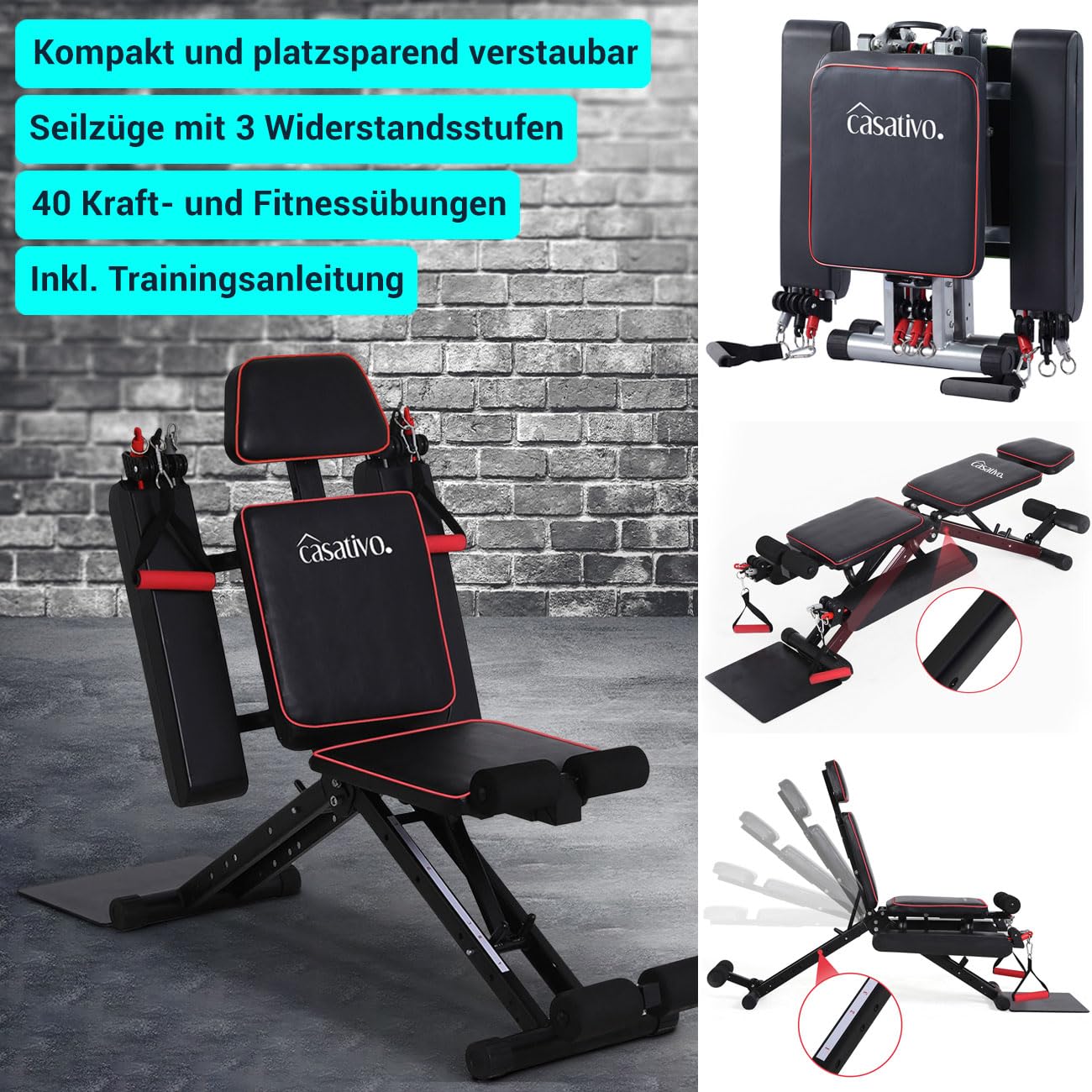40 in 1 Ganzkörper Heimtrainer, für 40 Kraft- und Fitnessübungen, Seilzüge, für alle Muskelgruppen
