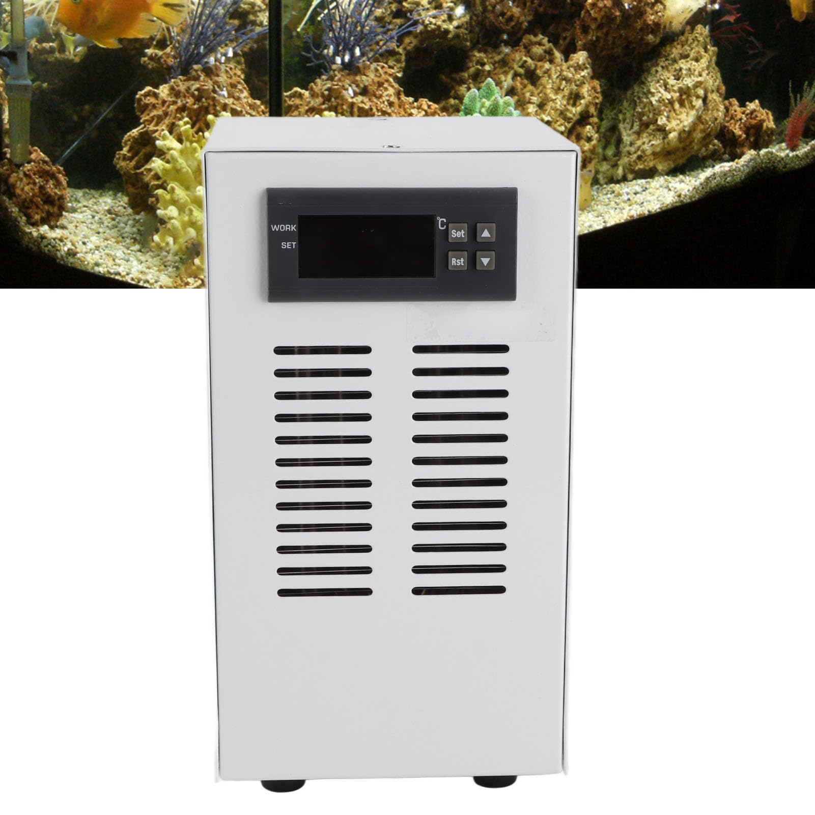 de enfriamiento electrónico de 72 W para enfriador de tanque de agua y controlador de temperatura de acuario de 20 L - Incluye manguera y bomba de agua - Rango ajustable de 10 a