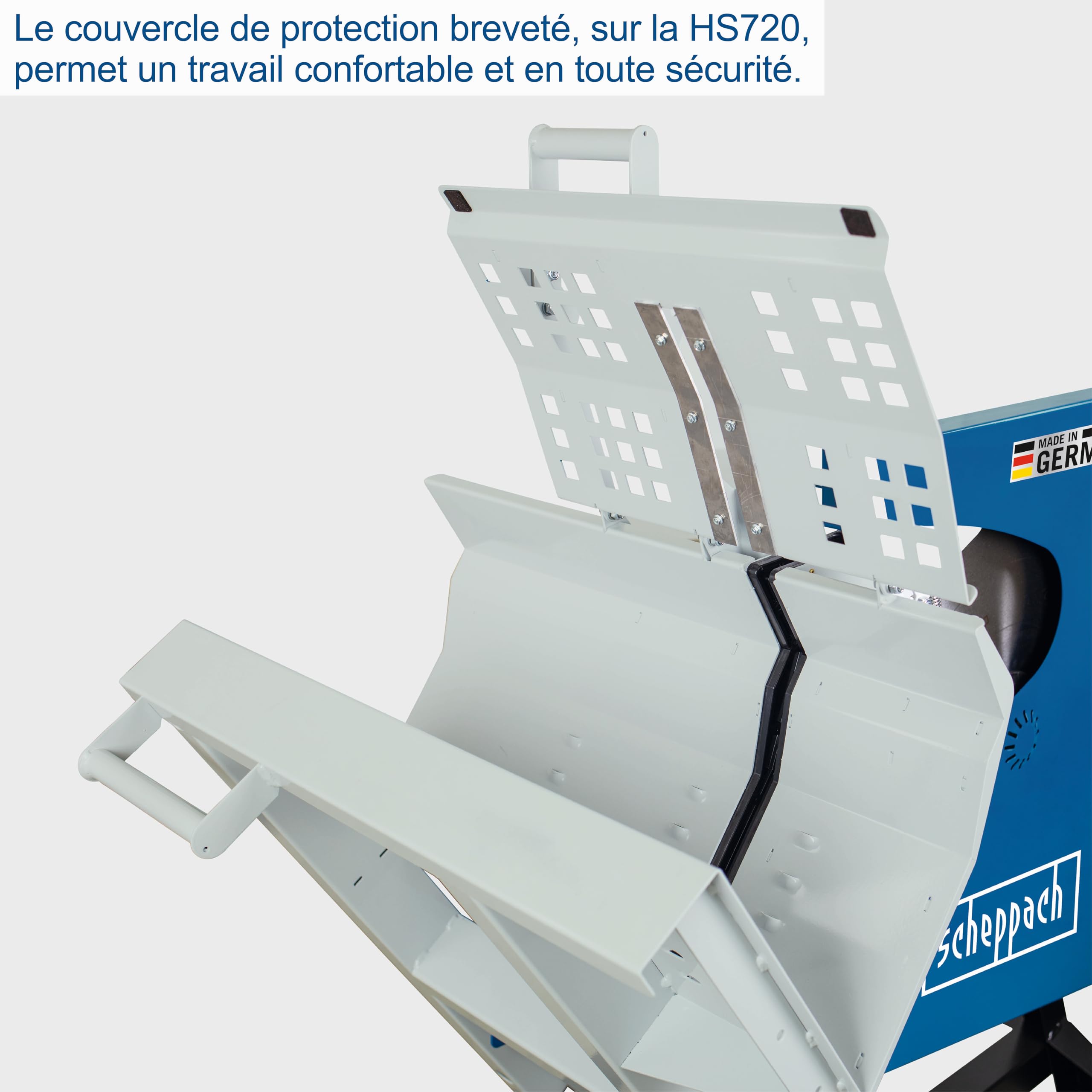 Scheppach Scie à bûches HS720 | Scie à bascule pour bois de chauffage | Lame de Ø700mm | Puissance de 4500W | Raccordement 400V | Made in Germany | Coupe réversible 250mm | Pour Bûches 370 x 240mm