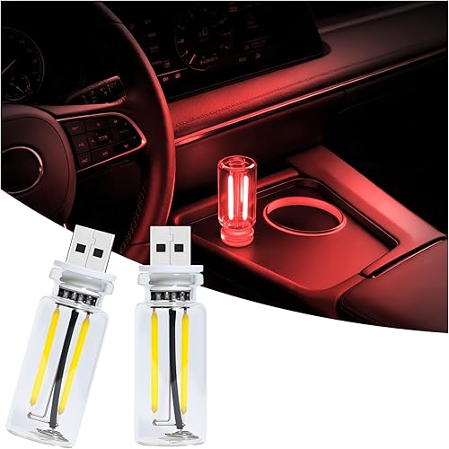 Miniatura 12 de Luz nocturna USB regulable al tacto para automóvil, paquete de 2 lámparas de filamento LED retro para interior de camión, dormitorio y campamento, 2