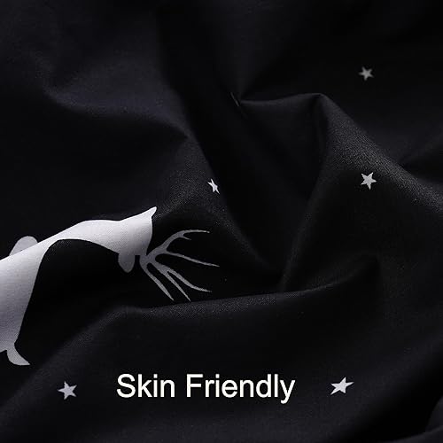 Miniatura 4 de Juego de sábanas  3 piezas tamaño individual  Decoración navideña impresa de renosestrellas  Juego de sábanas de microfibra suave y duradera,