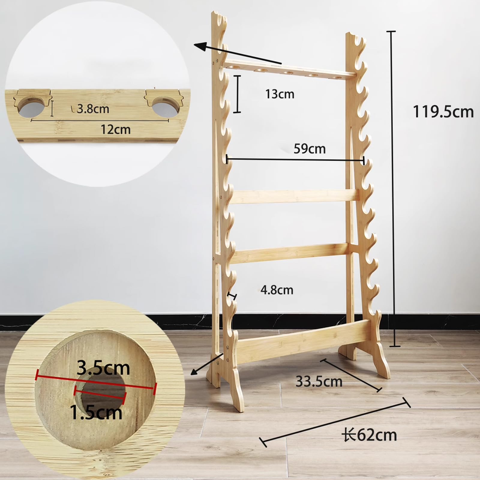 Espositore per spada multistrato, supporto verticale per spada a 12 livelli, in legno, per esporre spade artistiche