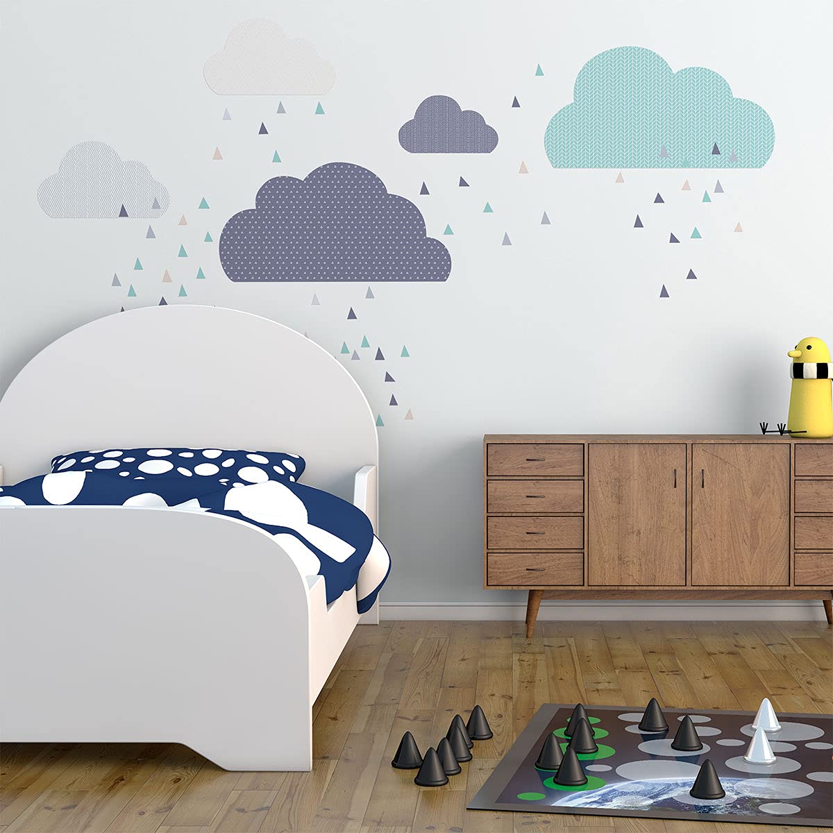 Adhesivo decorativo para pared infantil, diseño de nubes escandinavos, 60 x 70 cm