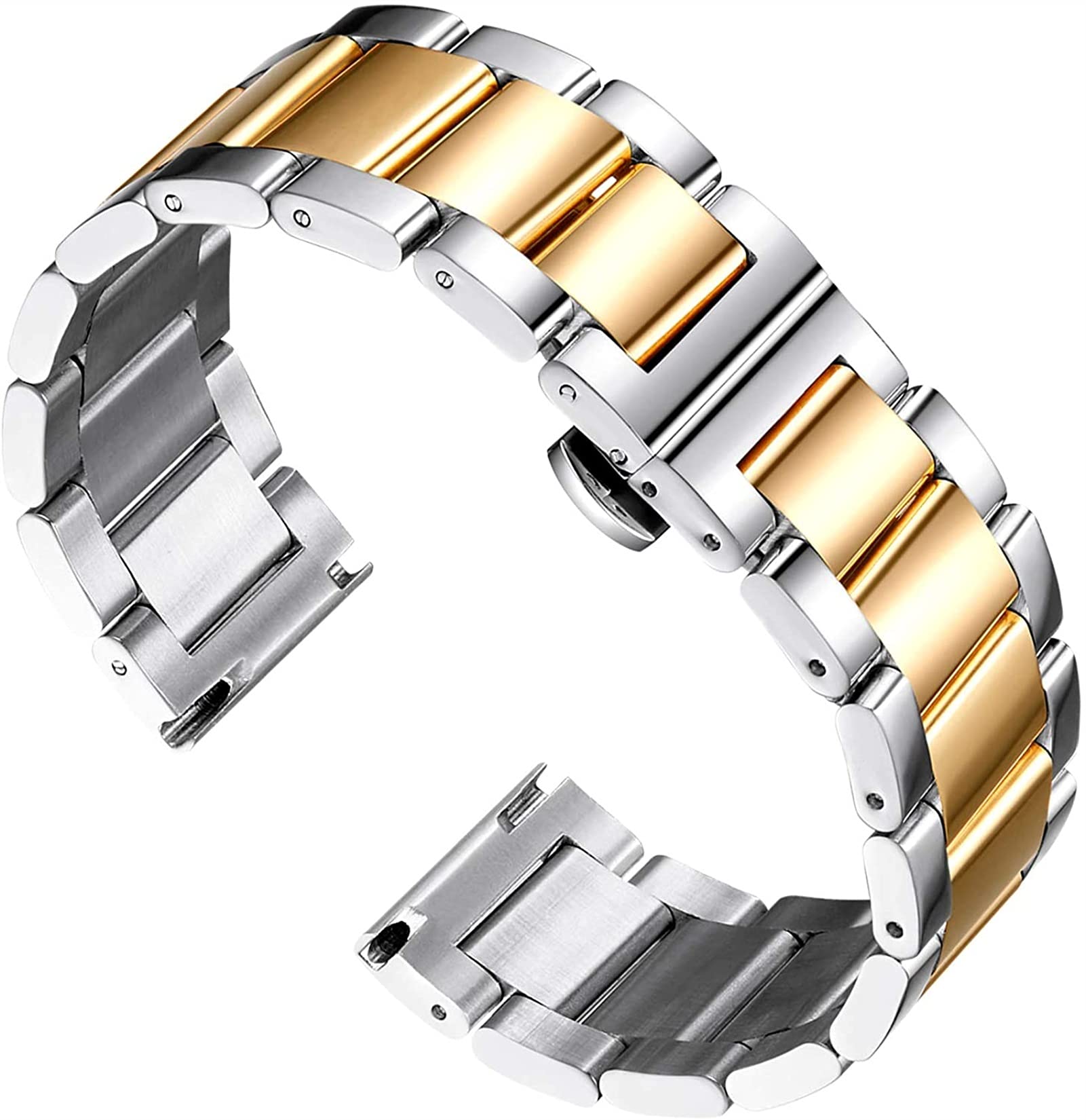 Vantor Bracelet de Montre Bracelet en Acier Inoxydable, avec Ressort Aiguille 12 mm, 13,0 mm, 14 mm, 15 mm, 16 mm, 17 mm, 18 mm, 19 mm, 20 mm, 21 mm, 22 mm, 23,0 mm, 24 mm