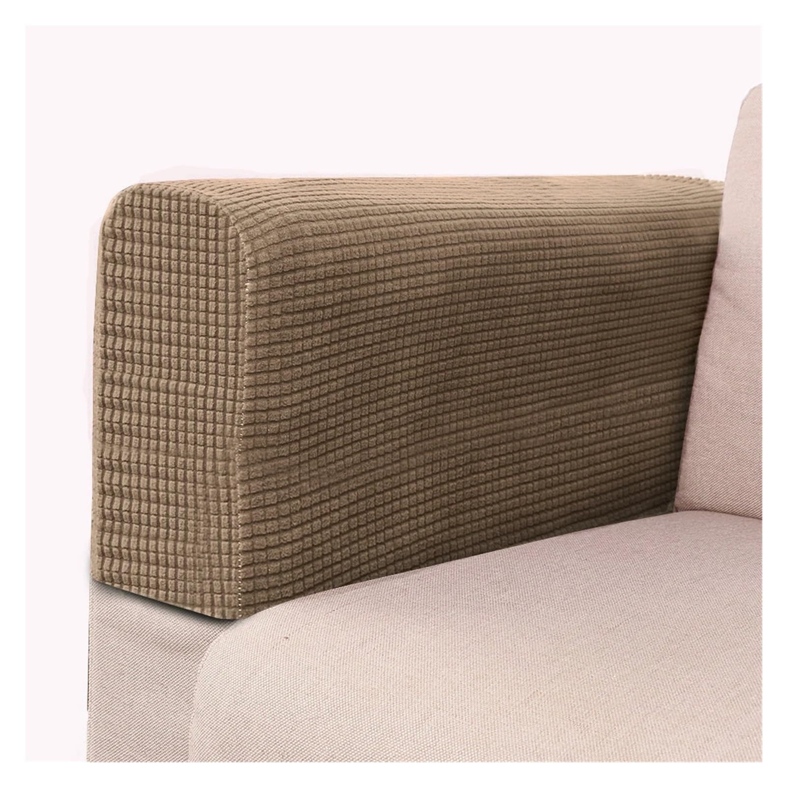 SFOIKVG Arm Covers 2pcs Couch Arm Covers Stretch Armchair Cover Polyester Solid Armrest For Sofa Anti-Stain And Washable Chair Slipcover for Sofa Chair(Khaki 2Pcs)