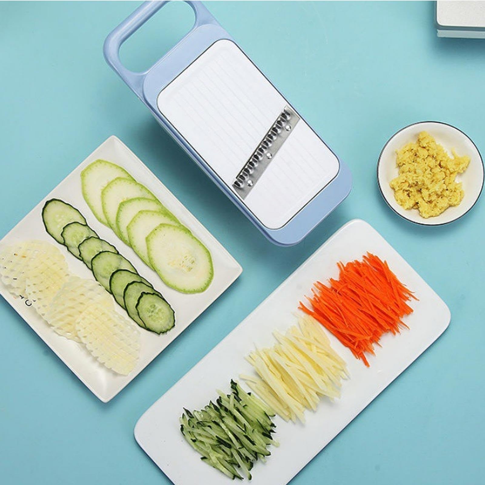 Rallador Hogar Multifuncional Cortador De Verduras Rebanador Rallador Rábano Patata Trituradas Cocina Cortar Verduras,Blue-25×11×10cm/9.84×4.33×3.93in/4011