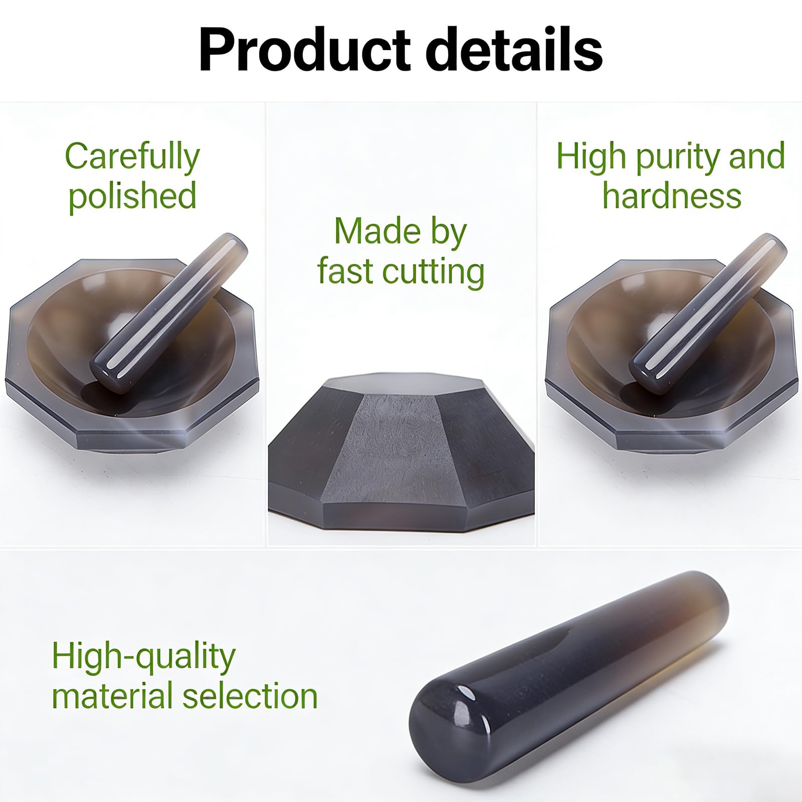 GZPKJ Juego De Mortero Y Maja De Ágata, Molinillo De Ágata Natural, Herramienta para Moler Mortero,diámetro Interior De 30-120 Mm,diámetro Exterior De 40-138 Mm,para Uso En Laboratorio, Aula Cocina