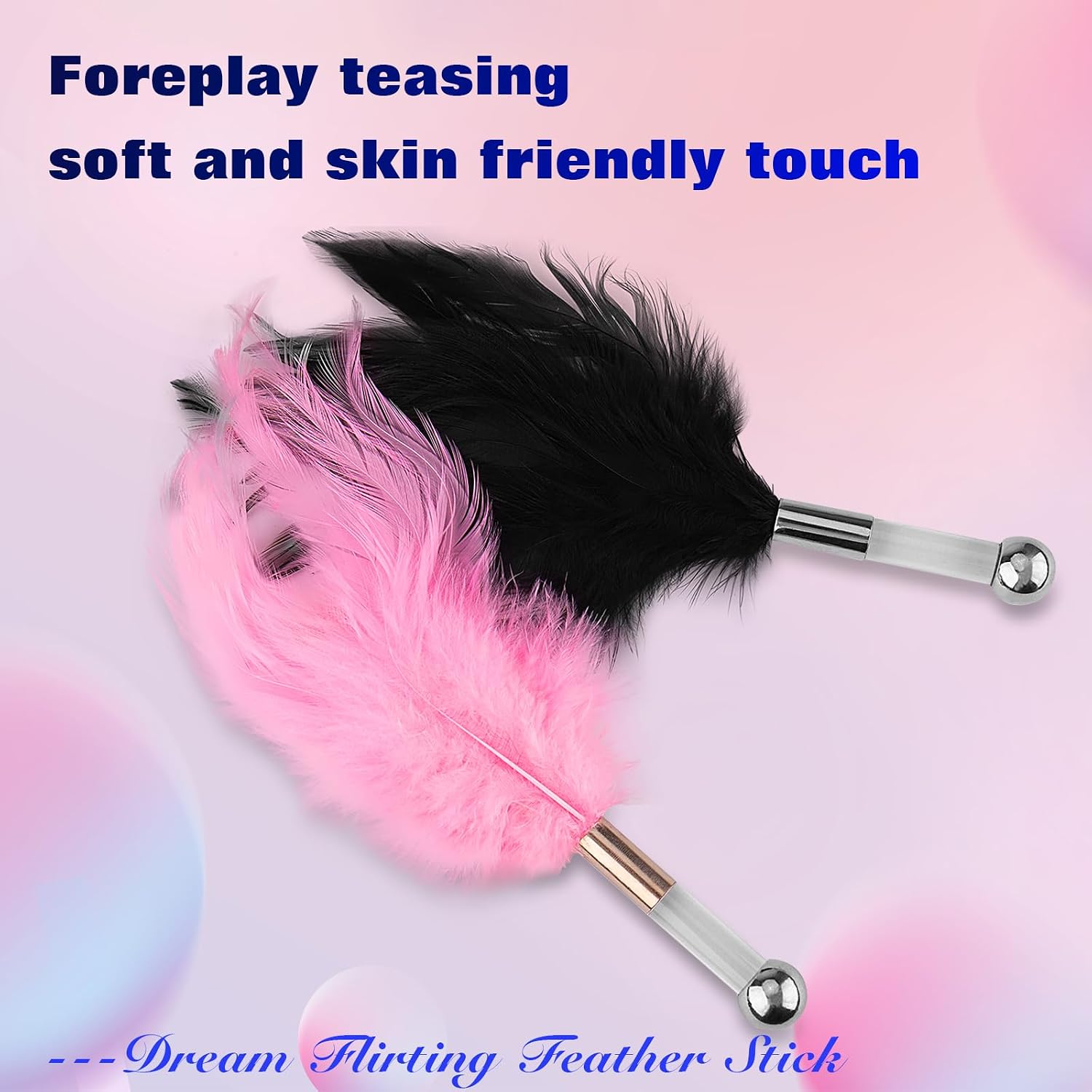 SM Feather Teaser Stick Flirtatious Anal Plug SM Adult Feather Tickler Multifunctional Training Prop Black