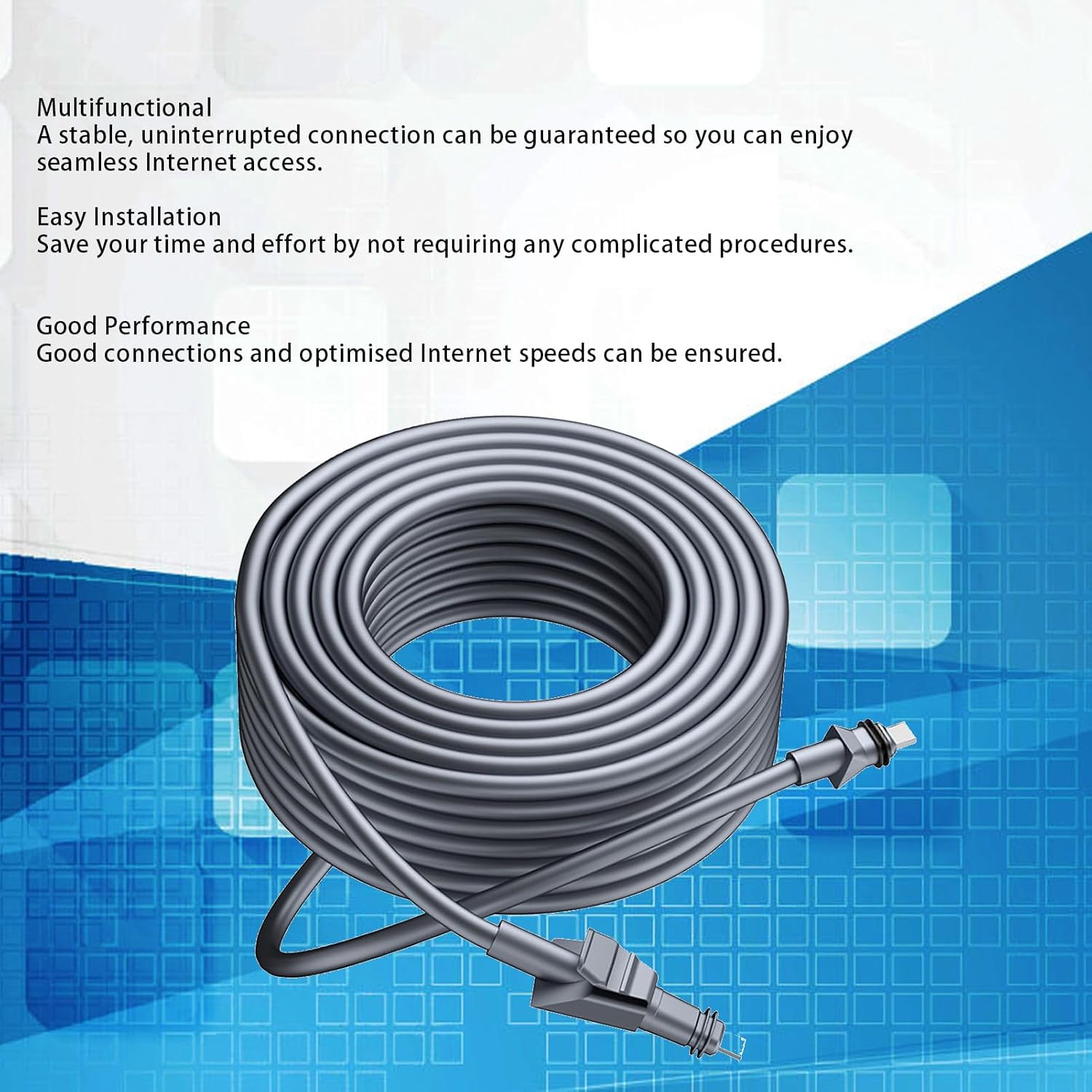 100 Feet Cable Satellite Replacement Cable for High Performance Flat Replacement Extension Cable Ethernet Cable Waterproof